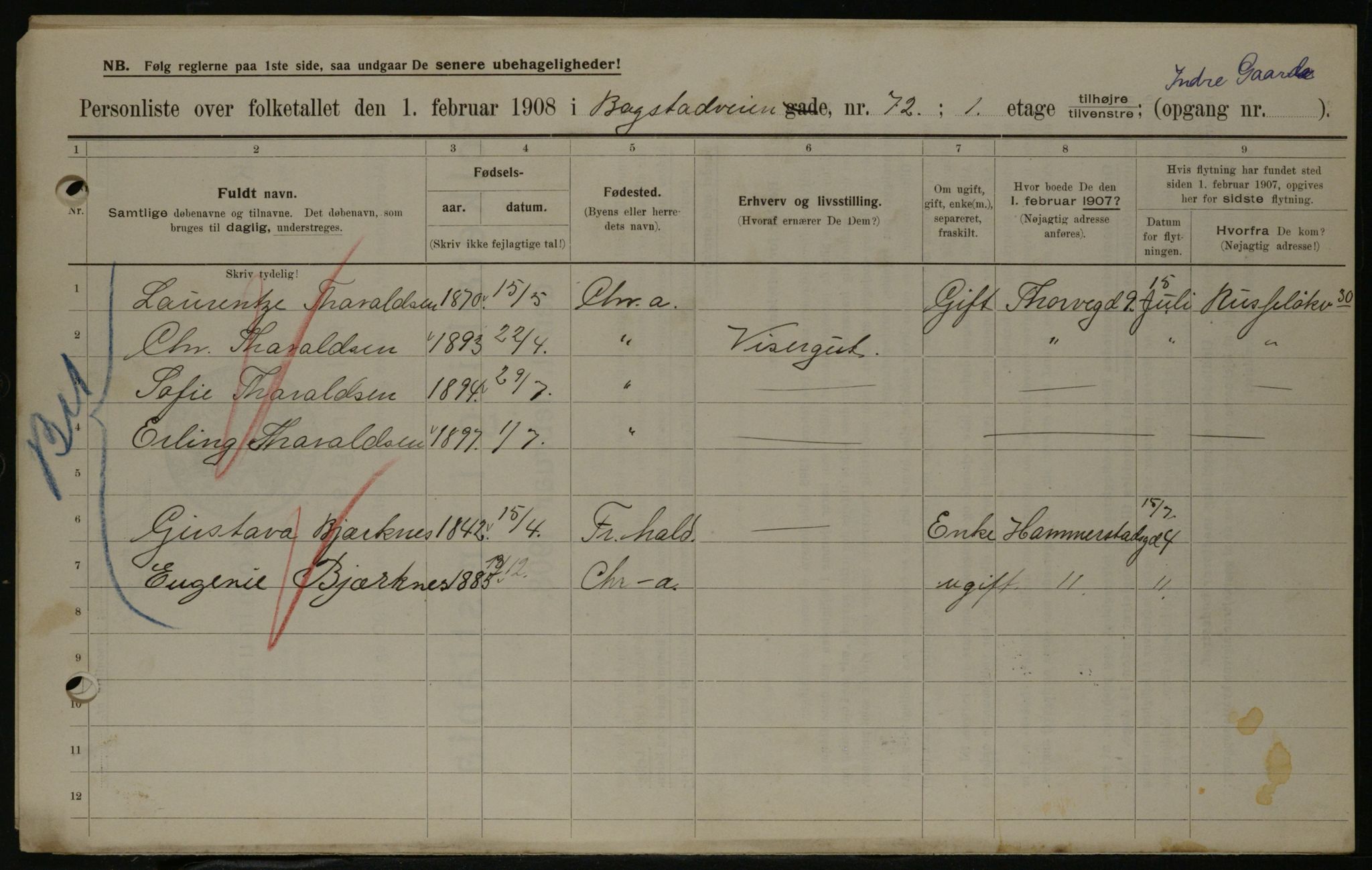 OBA, Municipal Census 1908 for Kristiania, 1908, p. 7394