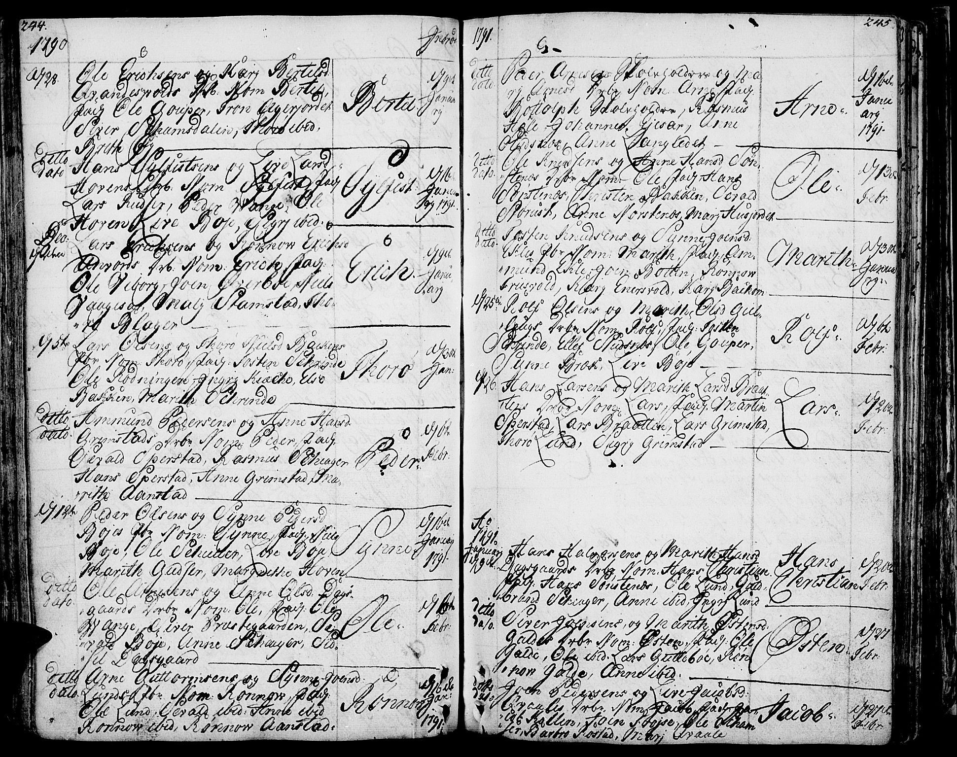 Lom prestekontor, SAH/PREST-070/K/L0002: Parish register (official) no. 2, 1749-1801, p. 244-245