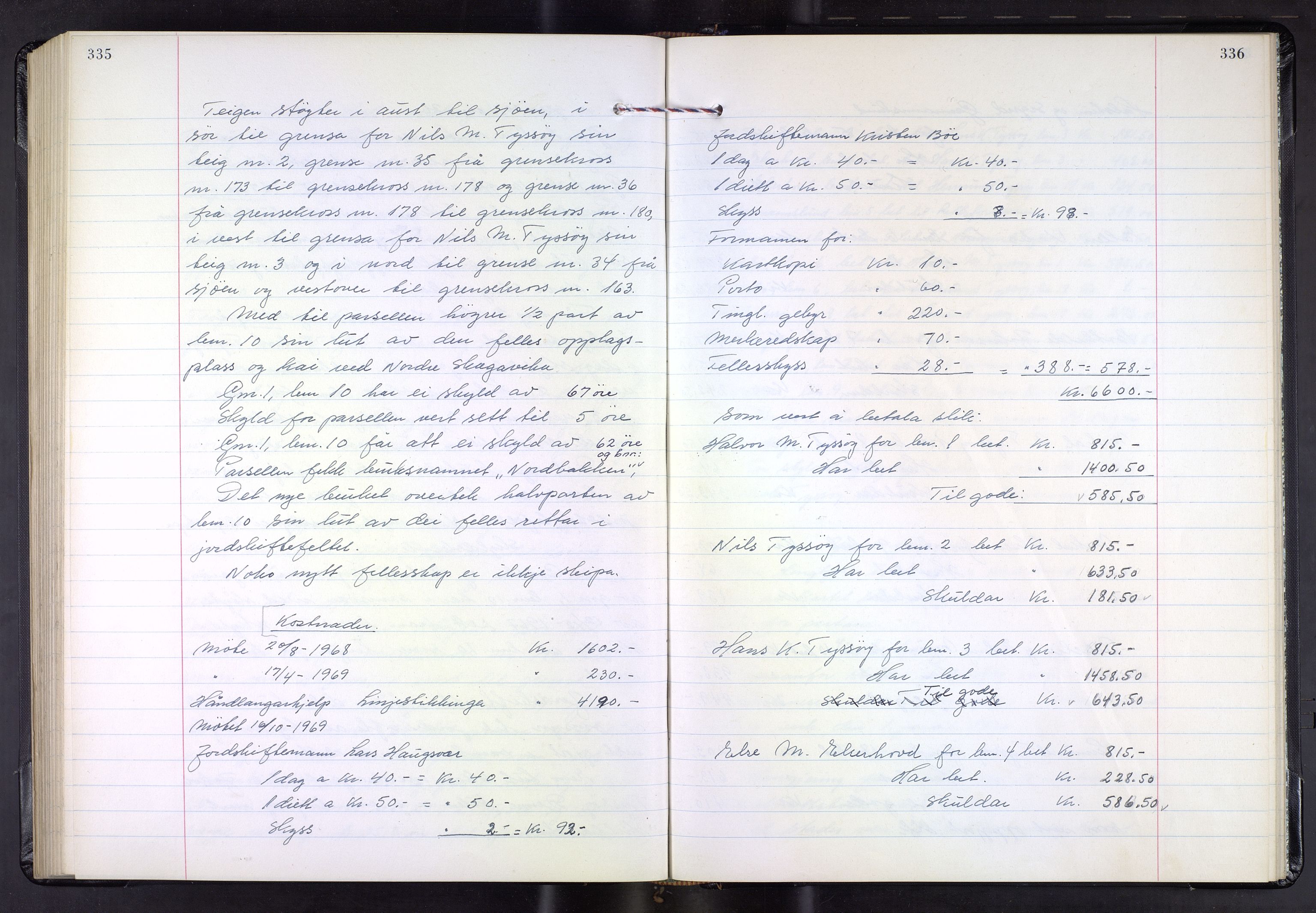 Hordaland jordskiftedøme - III Midhordland jordskiftedistrikt, AV/SAB-A-7001/A/Aa/L0037: Forhandlingsprotokoll, 1965-1970, p. 335-336