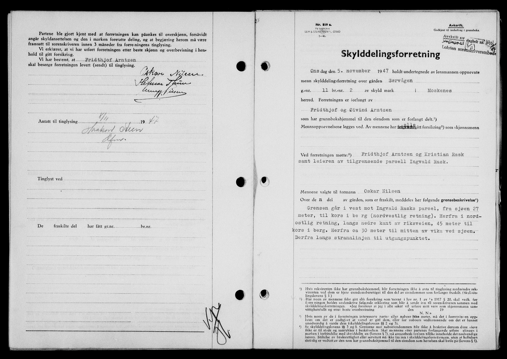 Lofoten sorenskriveri, SAT/A-0017/1/2/2C/L0017a: Mortgage book no. 17a, 1947-1948, Diary no: : 1901/1947