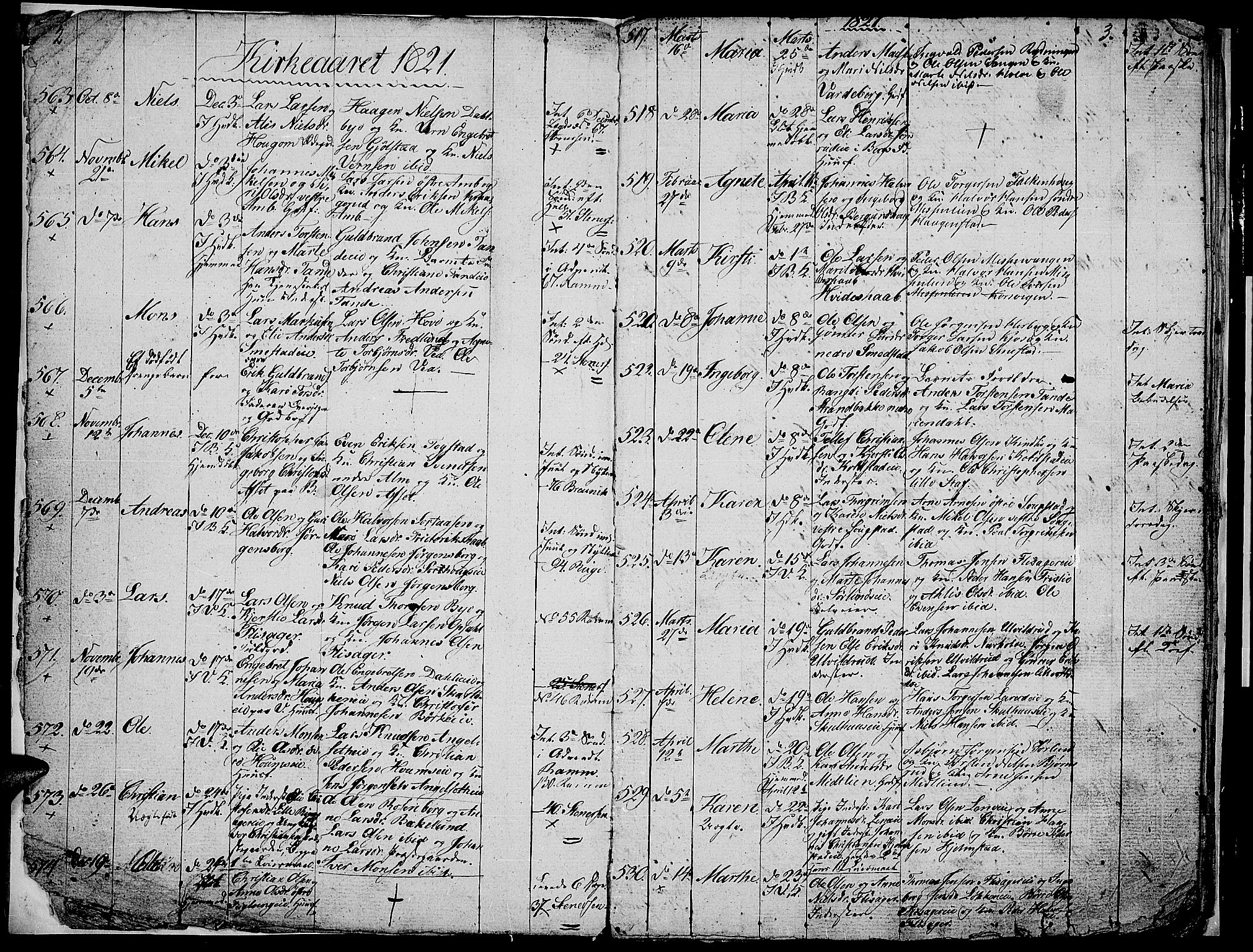 Ringsaker prestekontor, SAH/PREST-014/L/La/L0002: Parish register (copy) no. 2, 1821-1823, p. 2-3