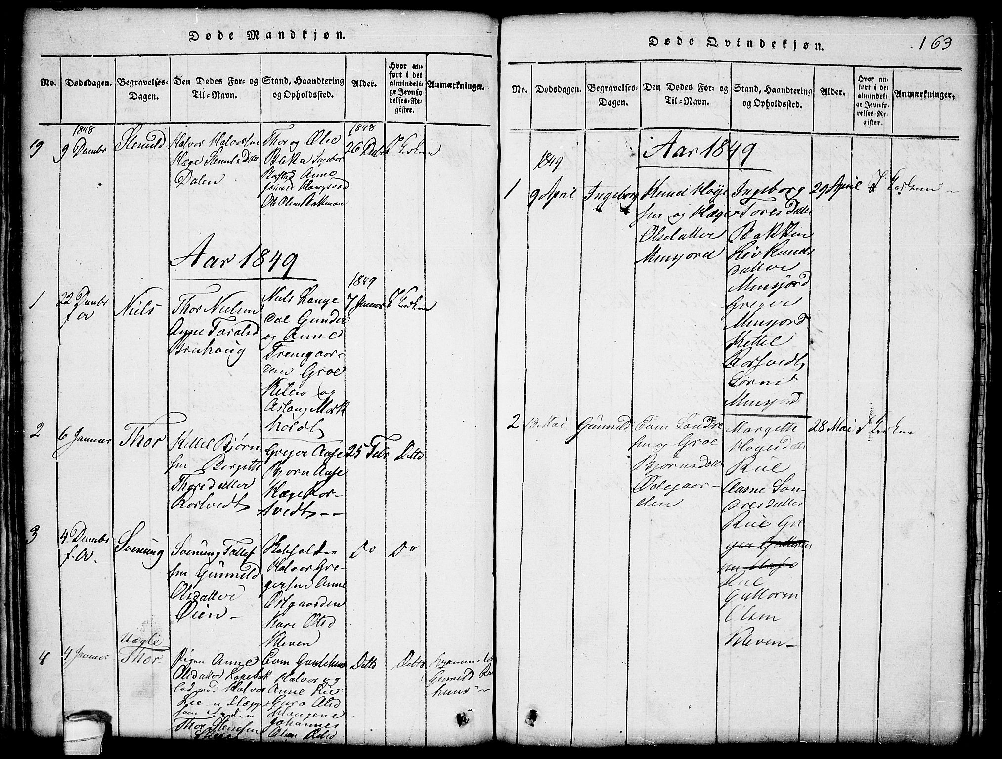 Seljord kirkebøker, SAKO/A-20/G/Gb/L0002: Parish register (copy) no. II 2, 1815-1854, p. 163