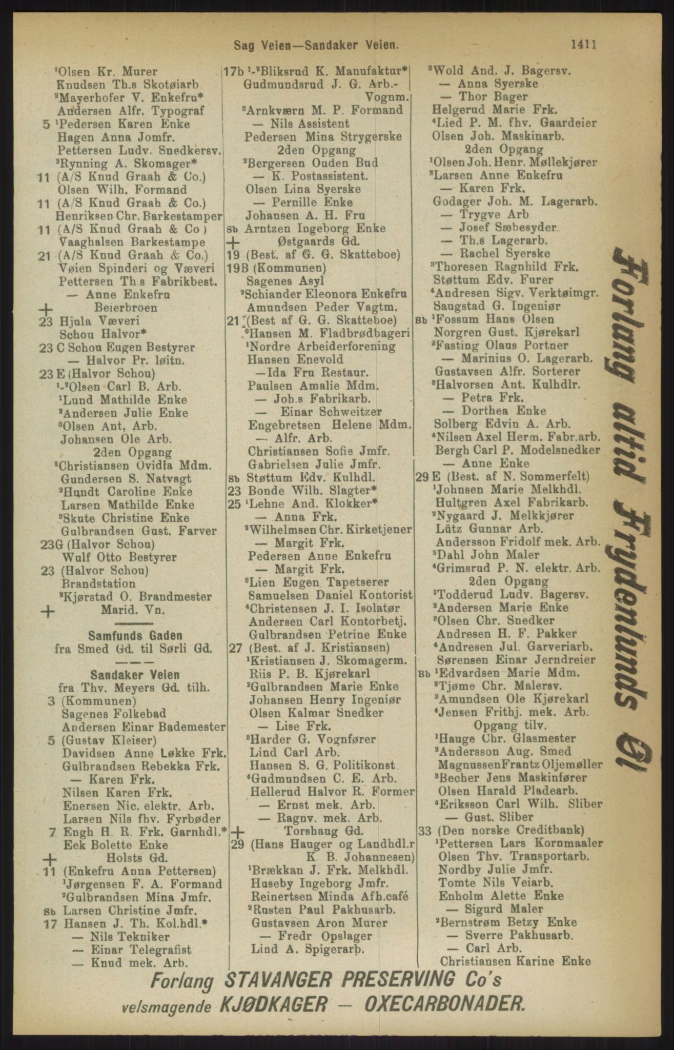 Kristiania/Oslo adressebok, PUBL/-, 1911, p. 1411