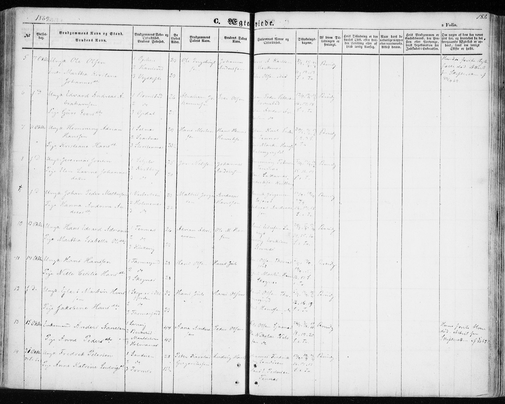 Balsfjord sokneprestembete, AV/SATØ-S-1303/G/Gaa/L0003kirke: Parish register (official) no. 3, 1856-1870, p. 182