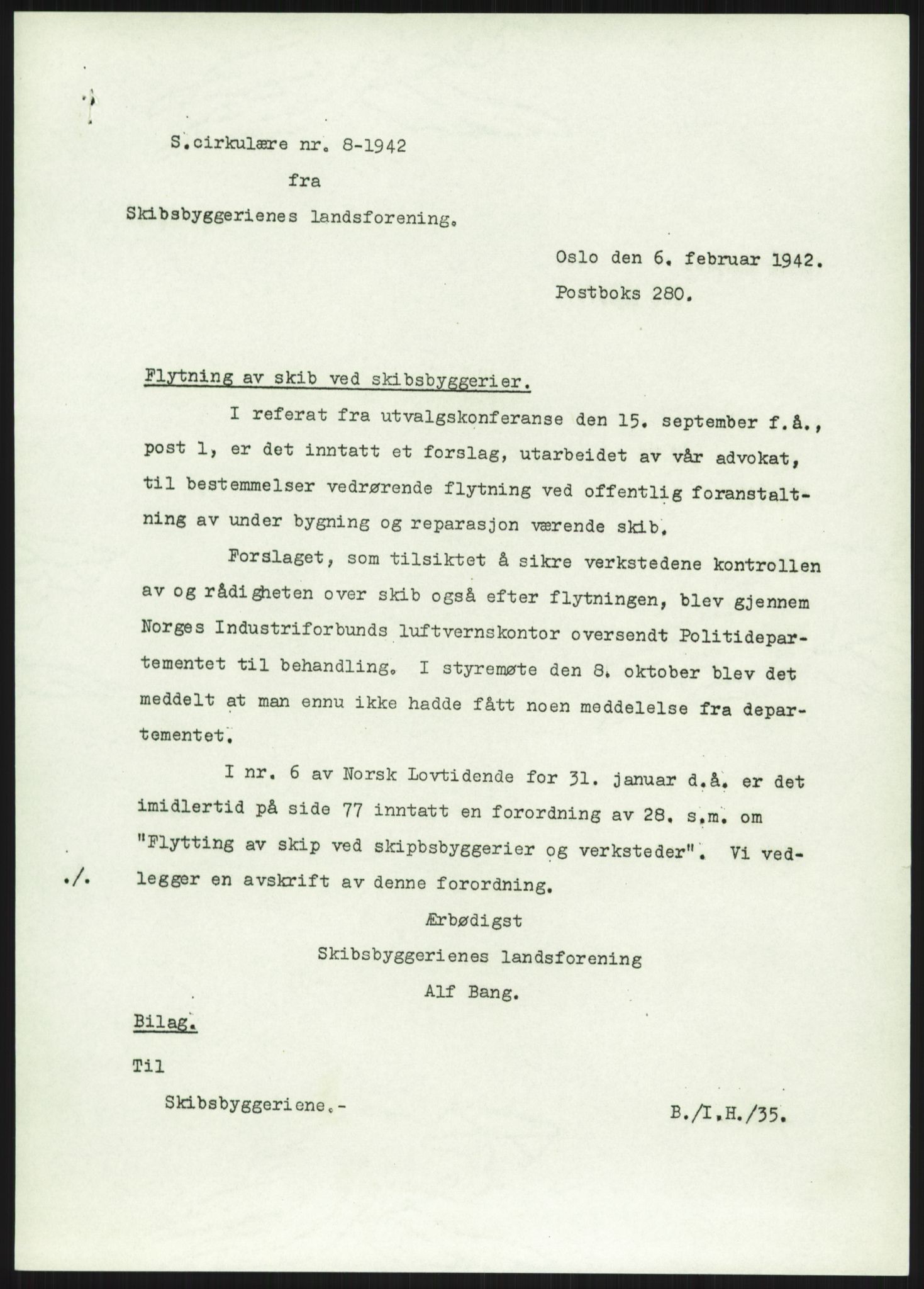 Teknologibedriftenes Landsforening TBL, AV/RA-PA-1700/E/L0010/0002: Boks med 6 mappe / Finansieringsprobl.: Flytting av skip SBL, 1941-1943, p. 5