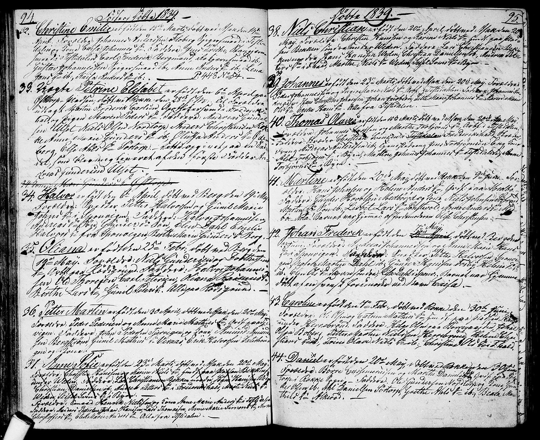 Berg prestekontor Kirkebøker, SAO/A-10902/G/Ga/L0002: Parish register (copy) no. I 2, 1832-1844, p. 94-95