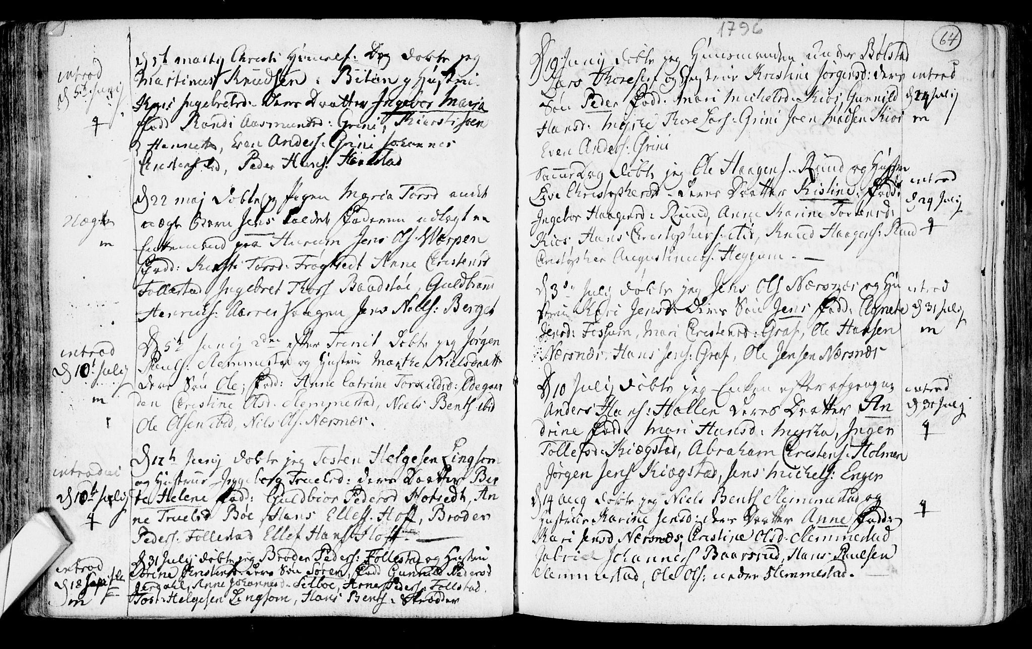 Røyken kirkebøker, SAKO/A-241/F/Fa/L0003: Parish register (official) no. 3, 1782-1813, p. 64