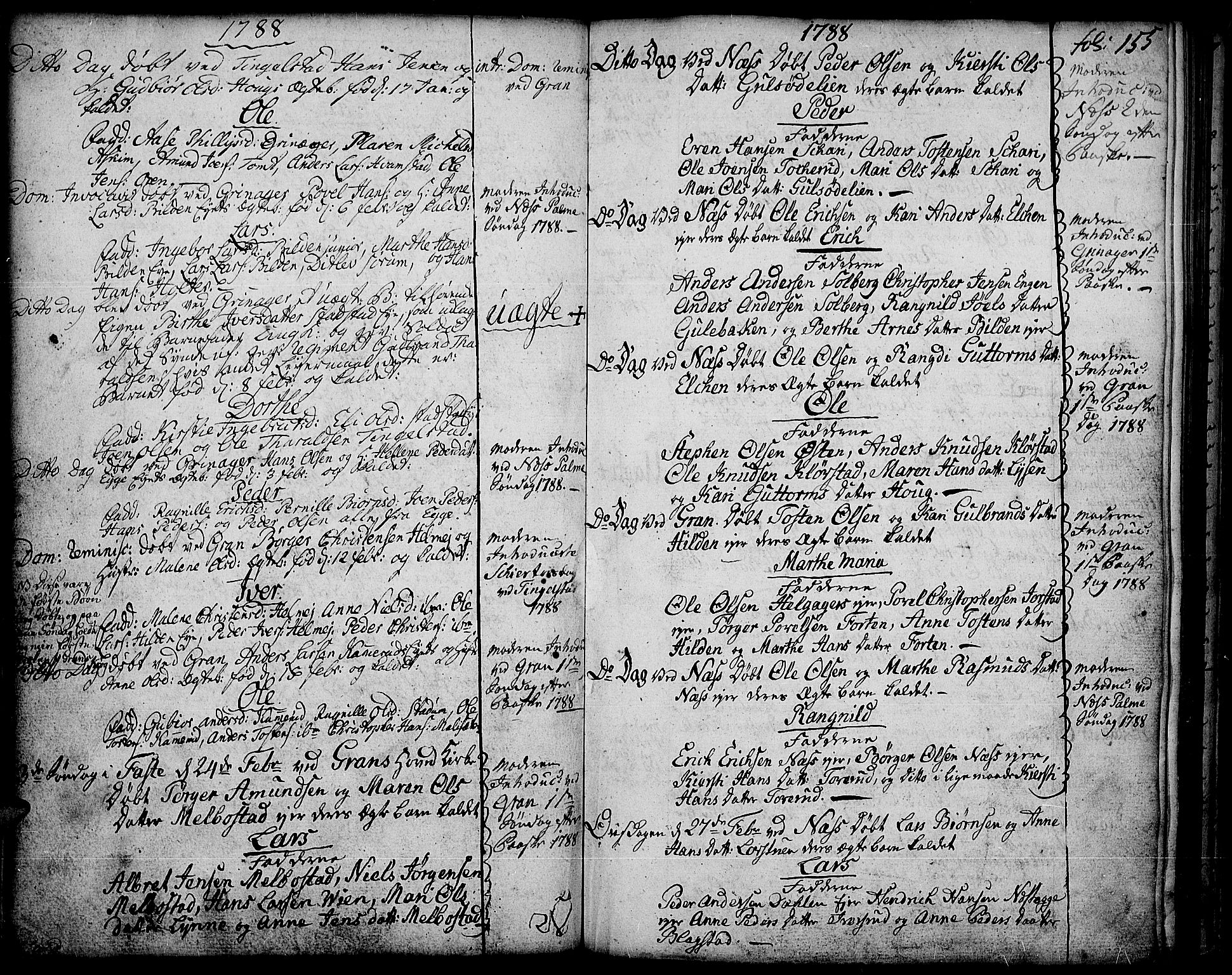 Gran prestekontor, SAH/PREST-112/H/Ha/Haa/L0005: Parish register (official) no. 5, 1776-1788, p. 155