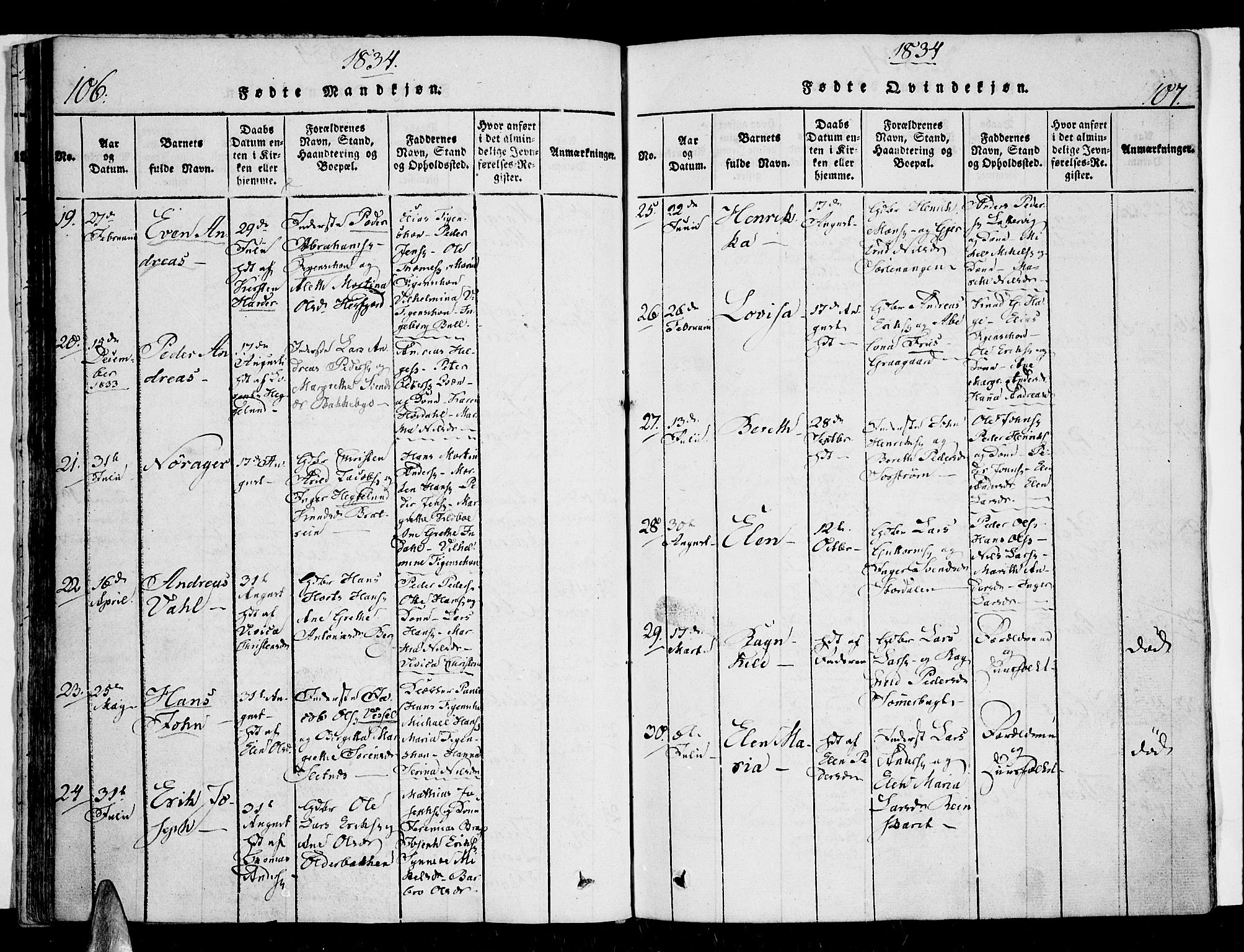 Karlsøy sokneprestembete, SATØ/S-1299/H/Ha/Haa/L0002kirke: Parish register (official) no. 2, 1823-1842, p. 106-107