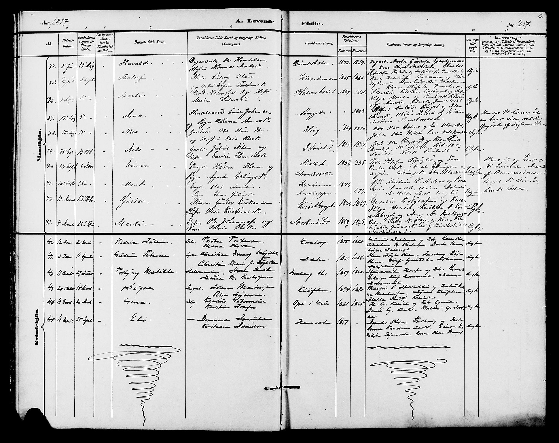 Hof prestekontor, AV/SAH-PREST-038/H/Ha/Hab/L0001: Parish register (copy) no. 1, 1895-1914, p. 16