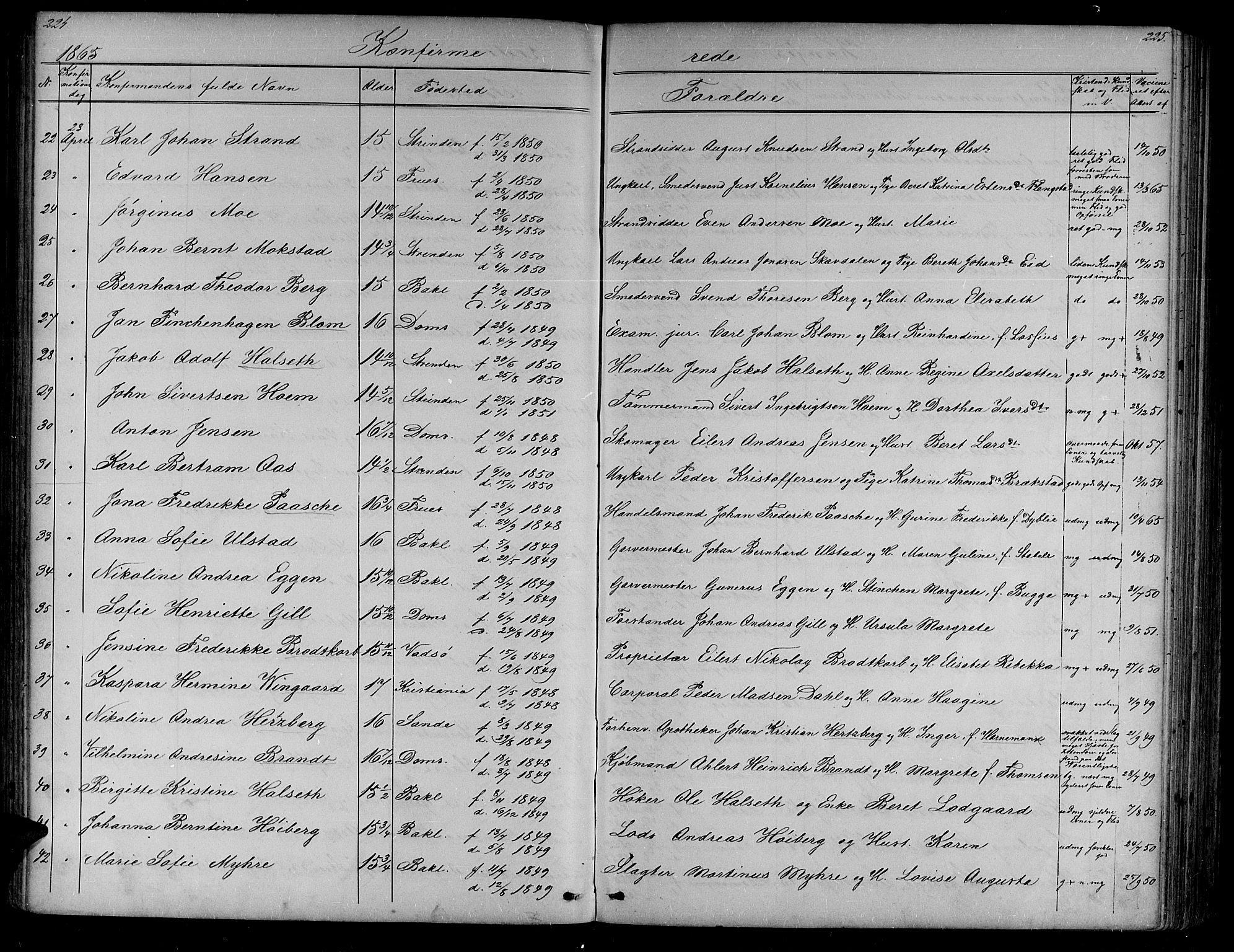 Ministerialprotokoller, klokkerbøker og fødselsregistre - Sør-Trøndelag, SAT/A-1456/604/L0219: Parish register (copy) no. 604C02, 1851-1869, p. 224-225