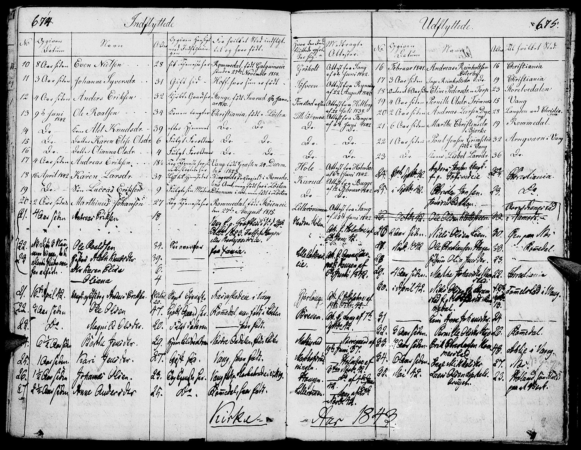 Løten prestekontor, SAH/PREST-022/K/Ka/L0006: Parish register (official) no. 6, 1832-1849, p. 674-675