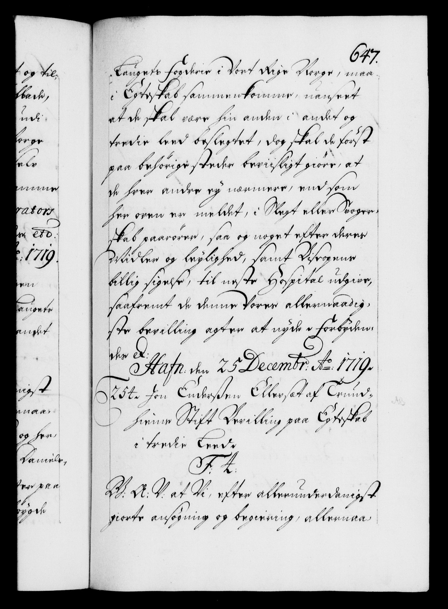 Danske Kanselli 1572-1799, RA/EA-3023/F/Fc/Fca/Fcaa/L0022: Norske registre, 1716-1719, p. 647a