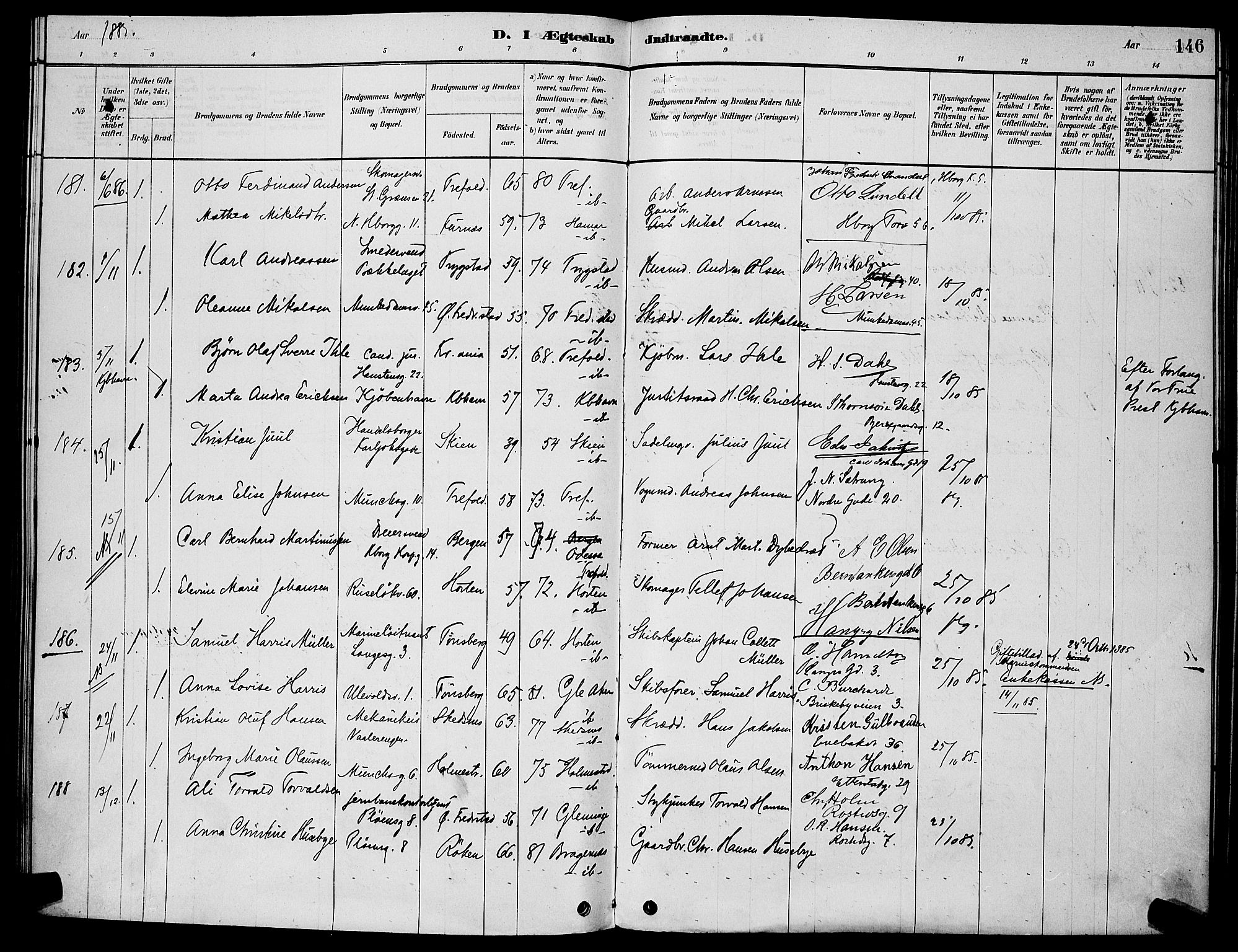 Trefoldighet prestekontor Kirkebøker, AV/SAO-A-10882/H/Ha/L0003: Banns register no. 3, 1878-1888, p. 146