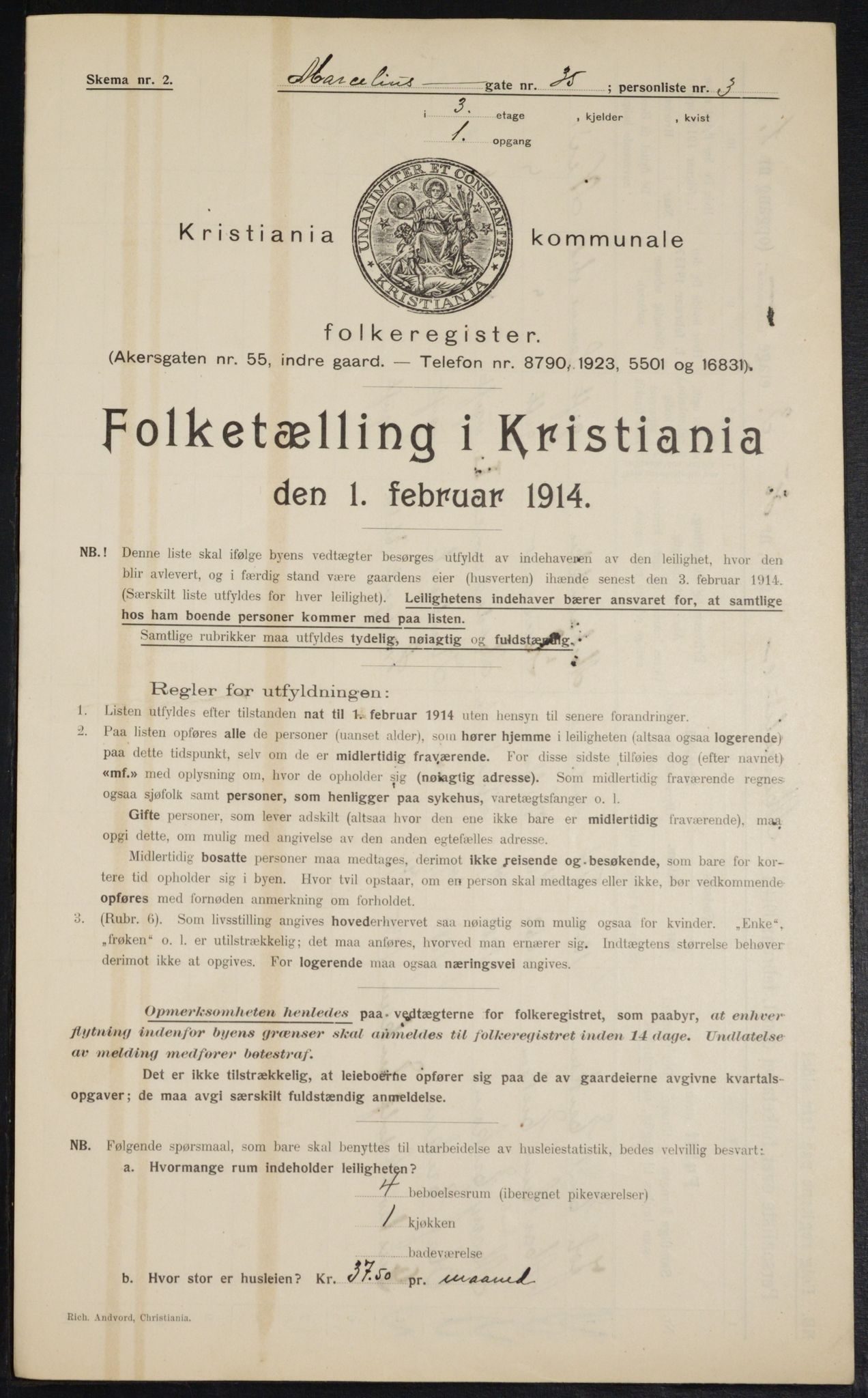 OBA, Municipal Census 1914 for Kristiania, 1914, p. 64631