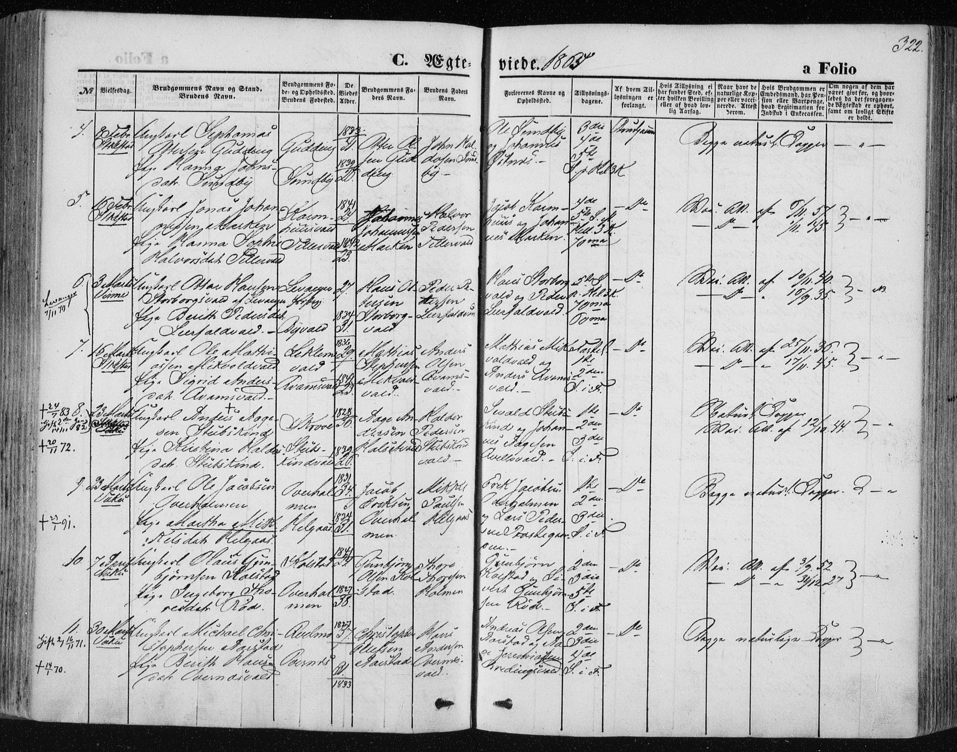 Ministerialprotokoller, klokkerbøker og fødselsregistre - Nord-Trøndelag, SAT/A-1458/723/L0241: Parish register (official) no. 723A10, 1860-1869, p. 322