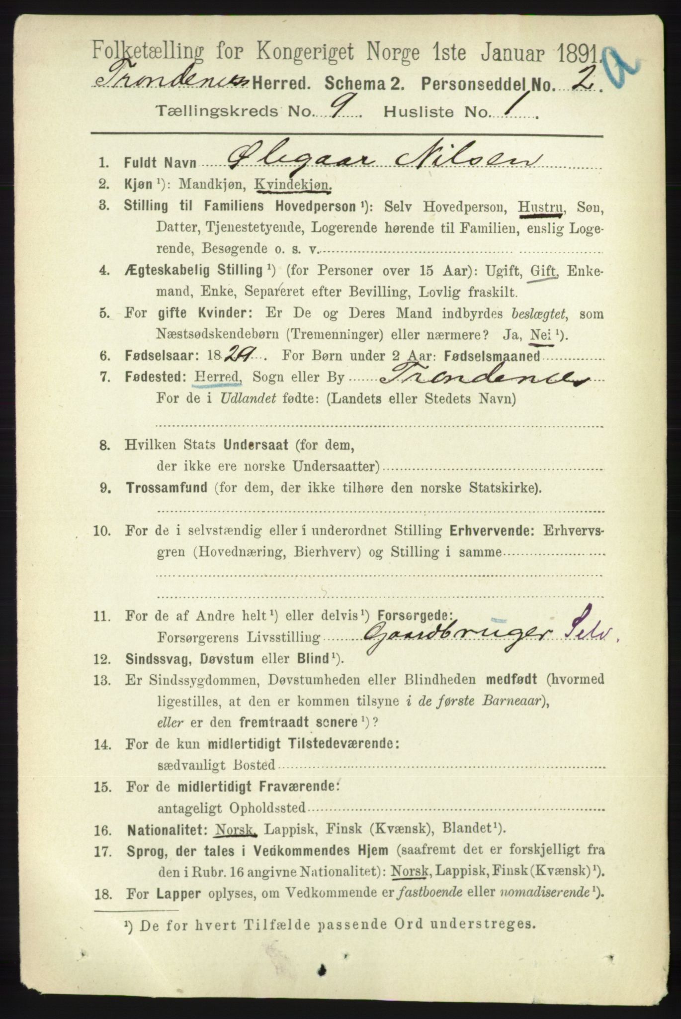 RA, 1891 census for 1914 Trondenes, 1891, p. 6389