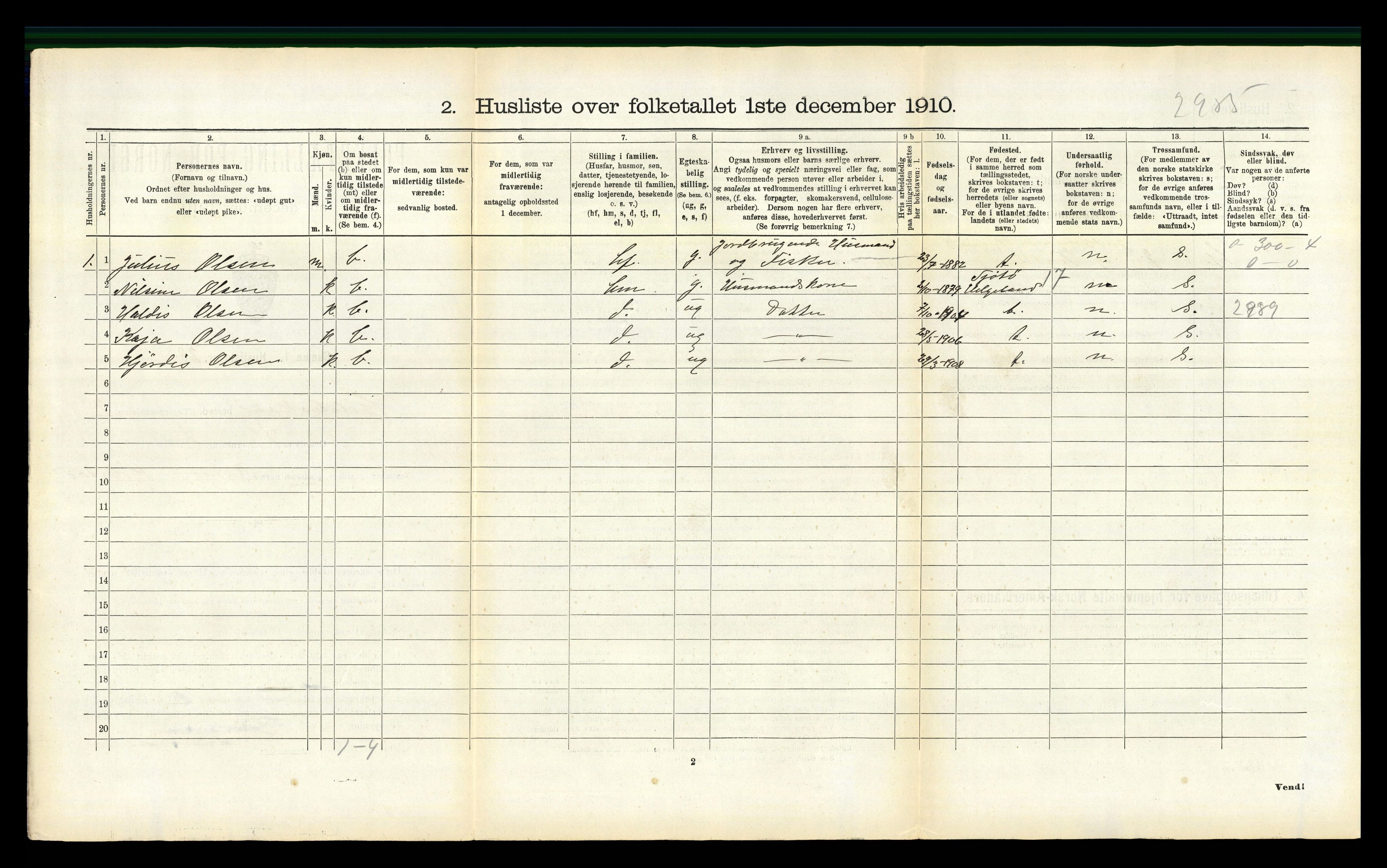 RA, 1910 census for Gildeskål, 1910, p. 786