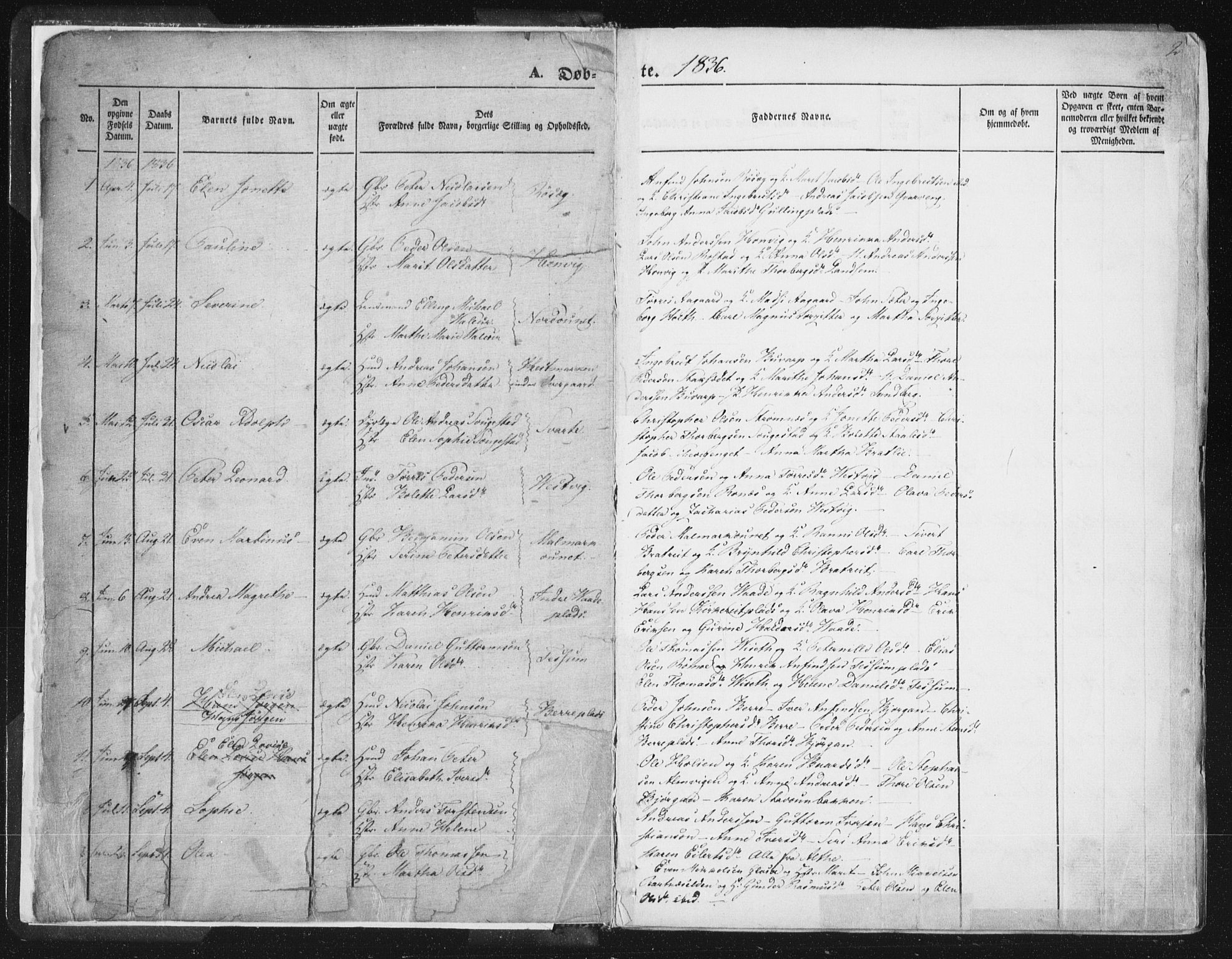 Ministerialprotokoller, klokkerbøker og fødselsregistre - Nord-Trøndelag, SAT/A-1458/741/L0392: Parish register (official) no. 741A06, 1836-1848, p. 2