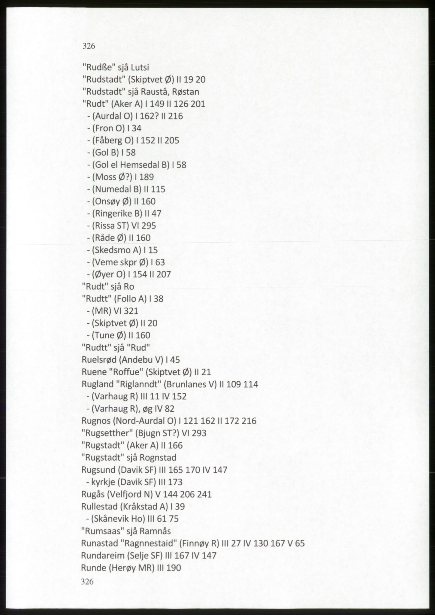 Publikasjoner utgitt av Arkivverket, PUBL/PUBL-001/C/0009: Stedsnavnregister, 1548-1567, p. 326