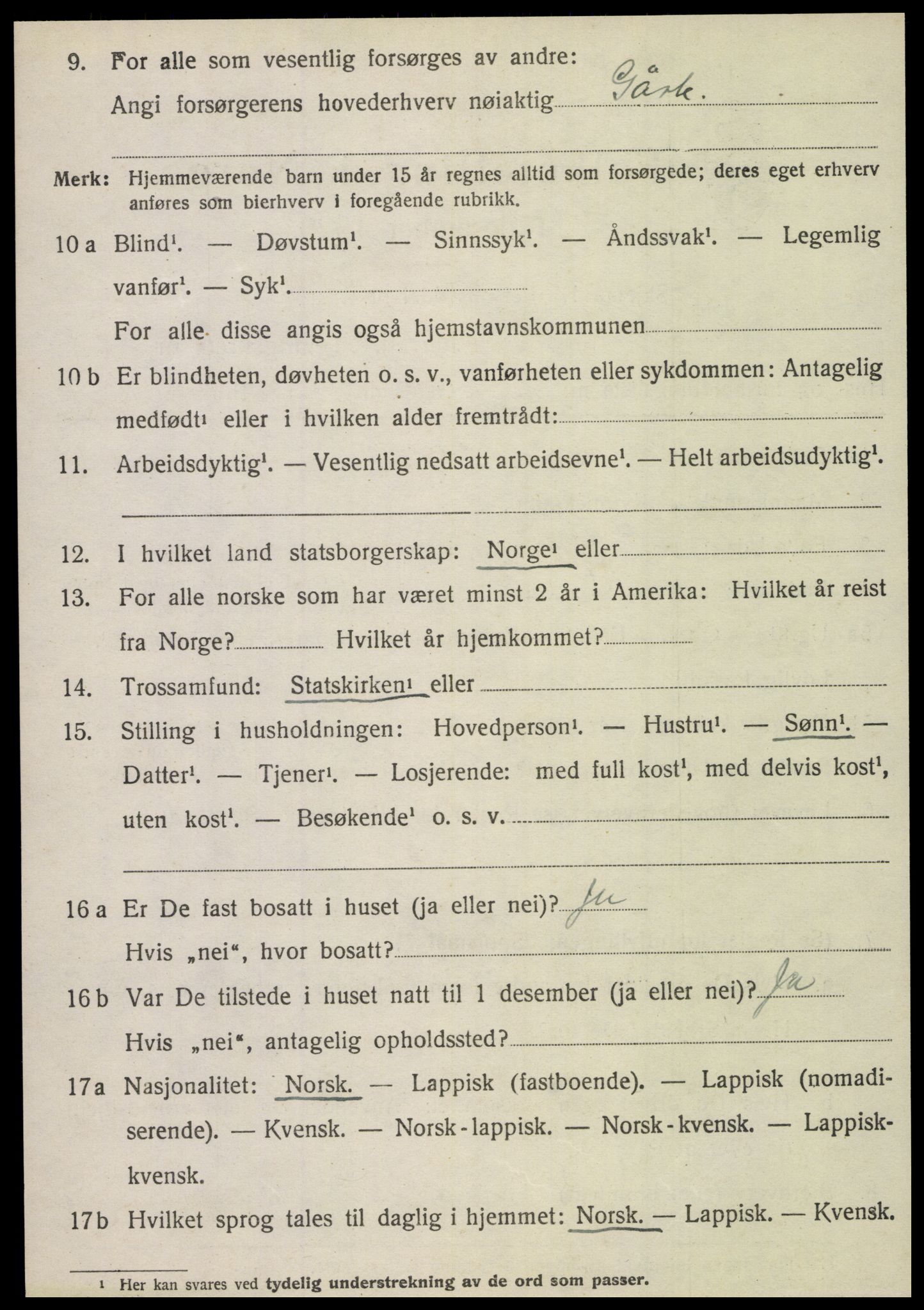 SAT, 1920 census for Fauske, 1920, p. 8683