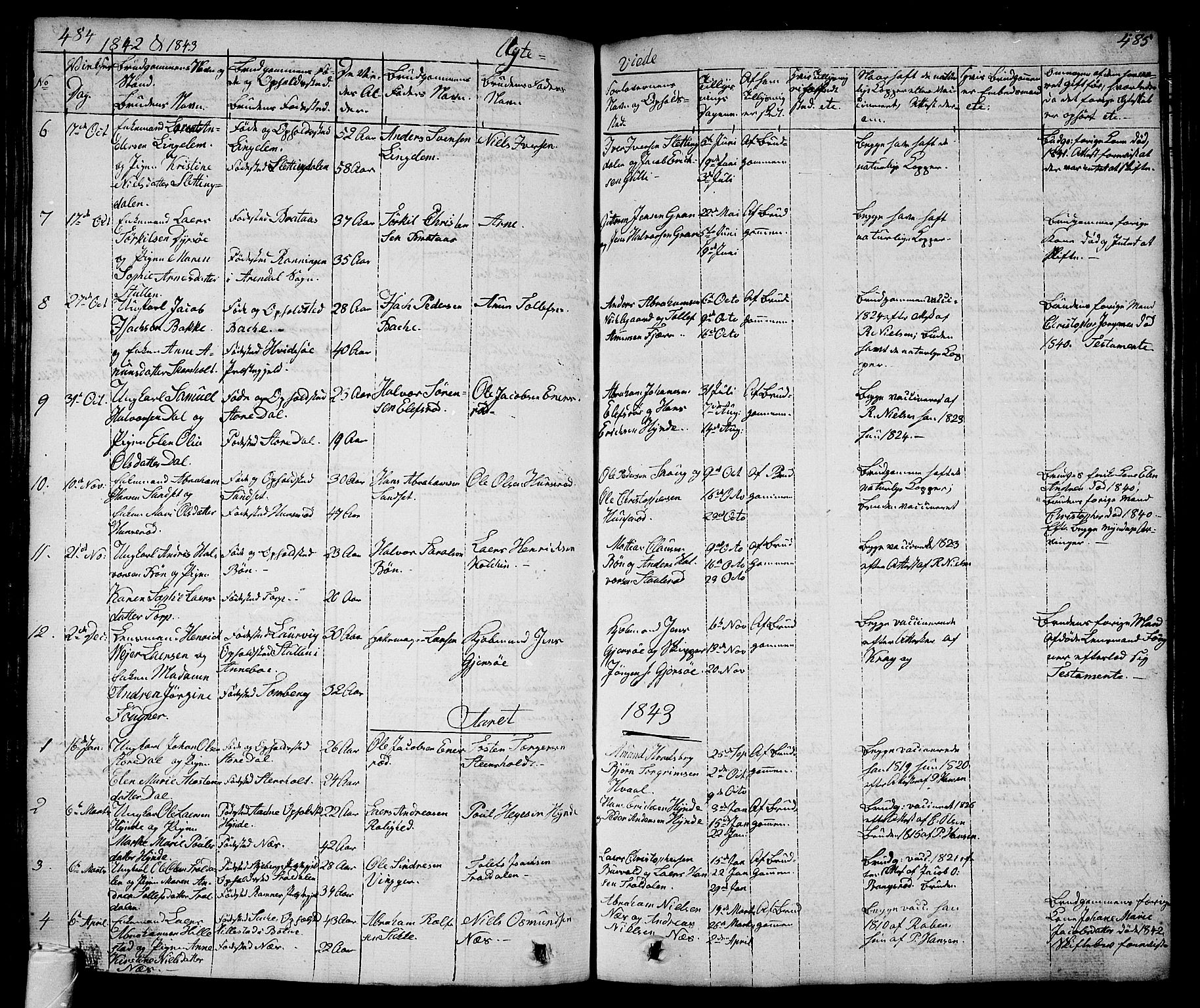 Andebu kirkebøker, SAKO/A-336/G/Ga/L0003: Parish register (copy) no. I 3, 1832-1867, p. 484-485