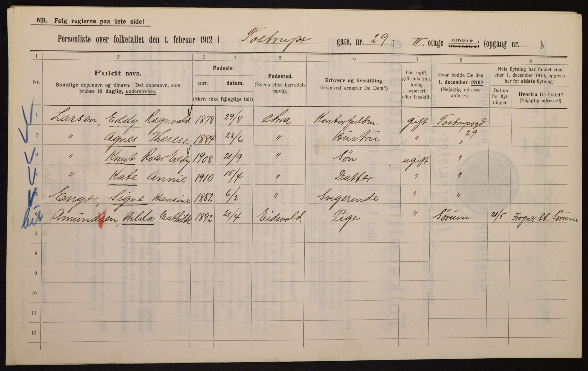 OBA, Municipal Census 1912 for Kristiania, 1912, p. 115355