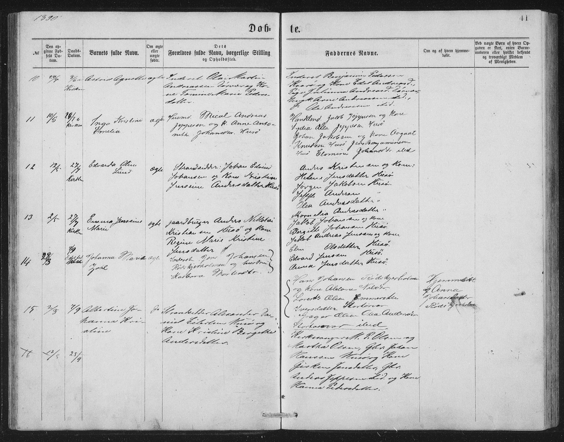 Ministerialprotokoller, klokkerbøker og fødselsregistre - Nordland, AV/SAT-A-1459/840/L0582: Parish register (copy) no. 840C02, 1874-1900, p. 41