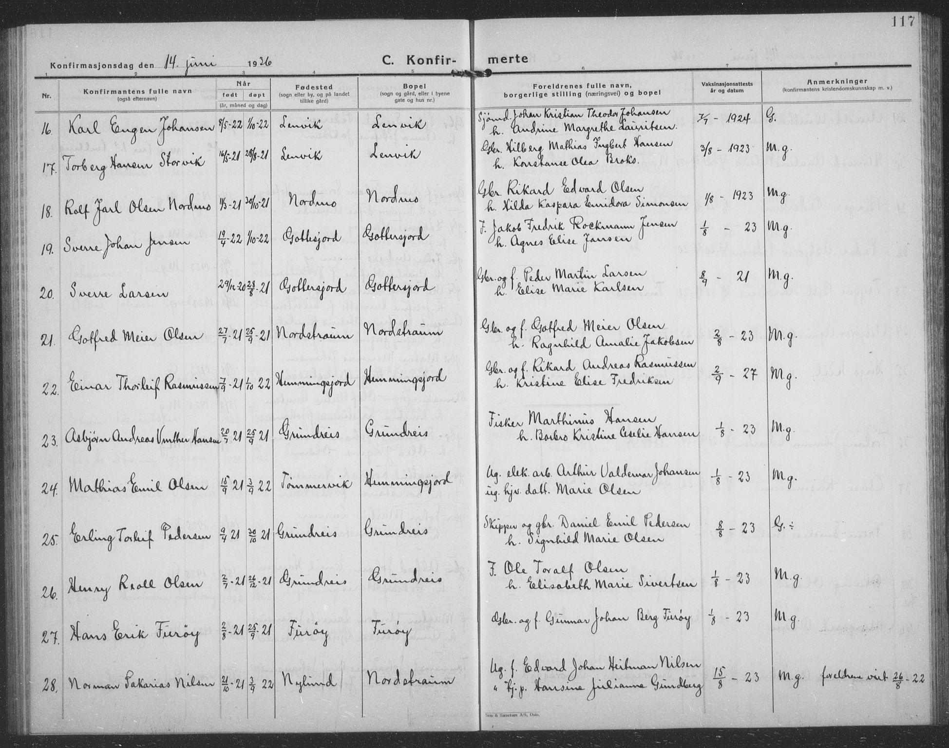 Tranøy sokneprestkontor, AV/SATØ-S-1313/I/Ia/Iab/L0024klokker: Parish register (copy) no. 24, 1929-1943, p. 117