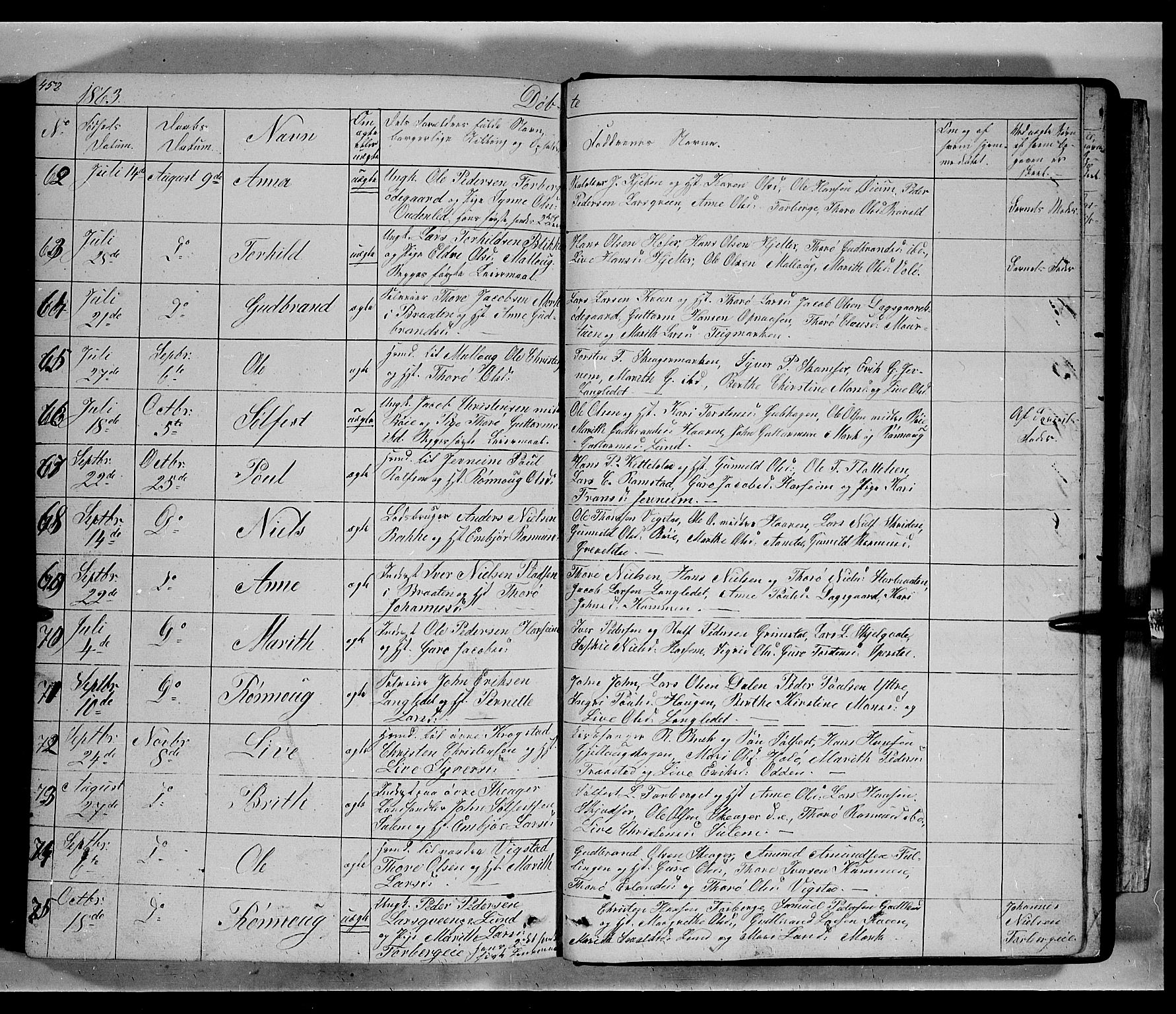 Lom prestekontor, AV/SAH-PREST-070/L/L0004: Parish register (copy) no. 4, 1845-1864, p. 452-453