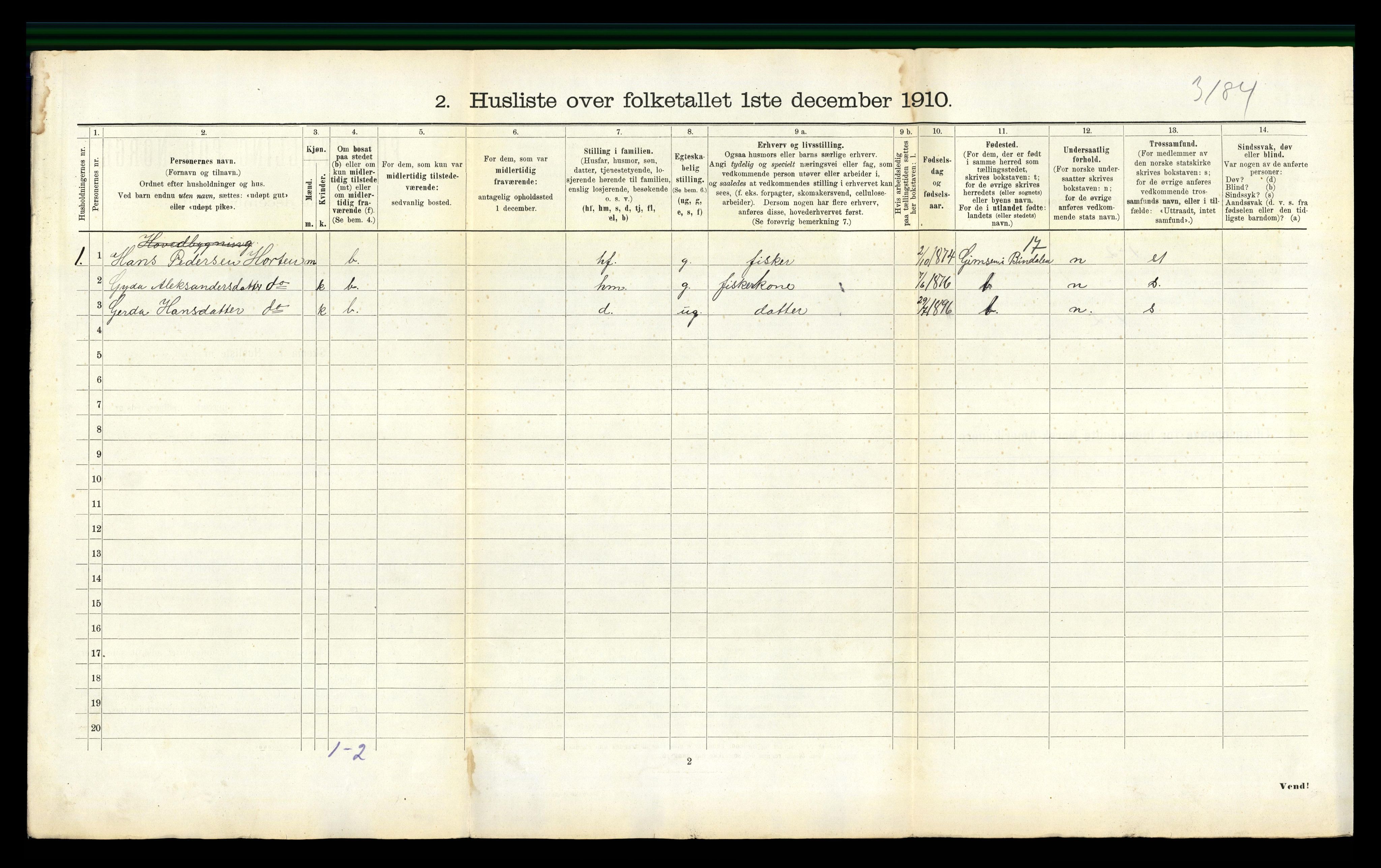 RA, 1910 census for Leka, 1910, p. 307