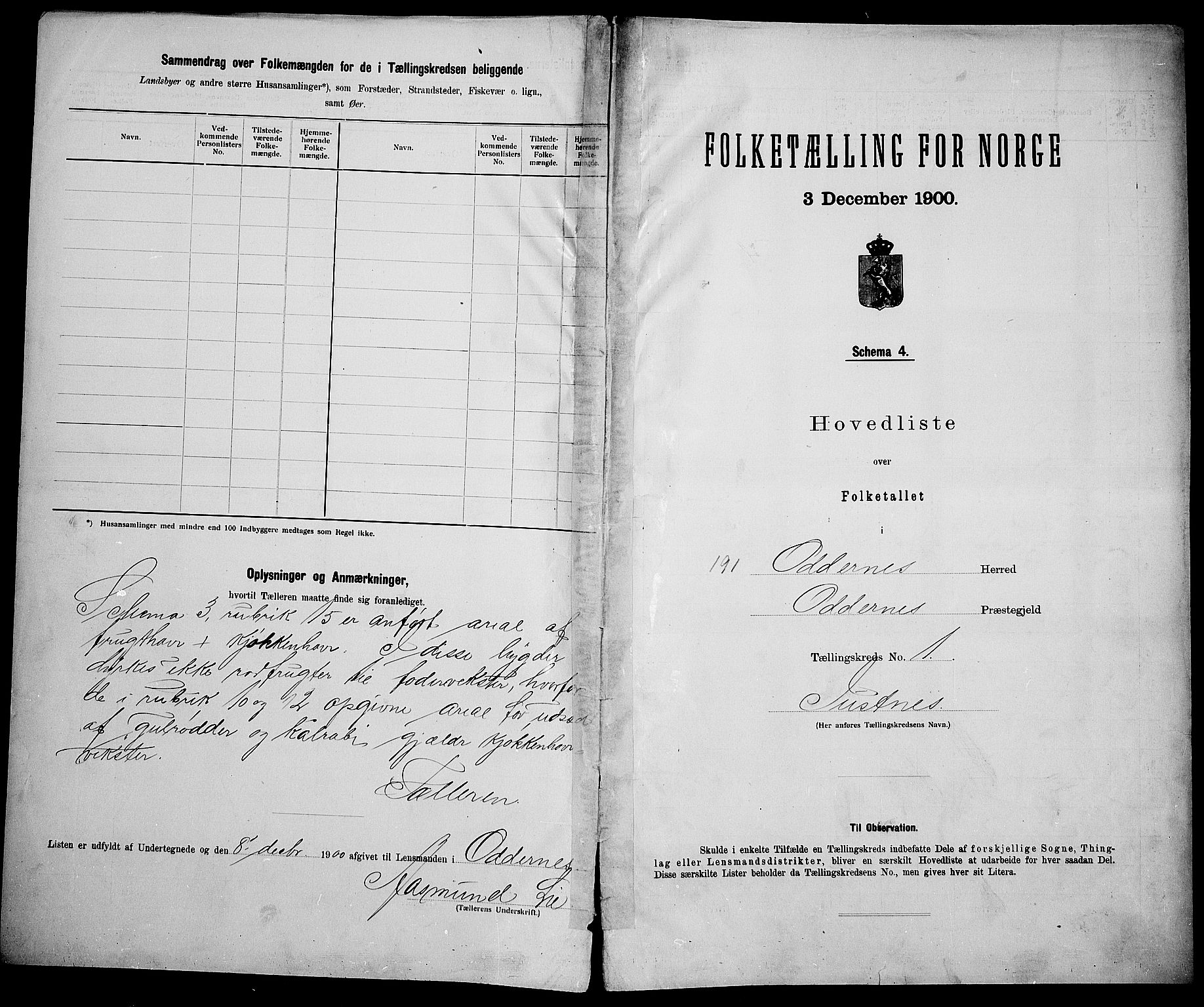 SAK, 1900 census for Oddernes, 1900, p. 25