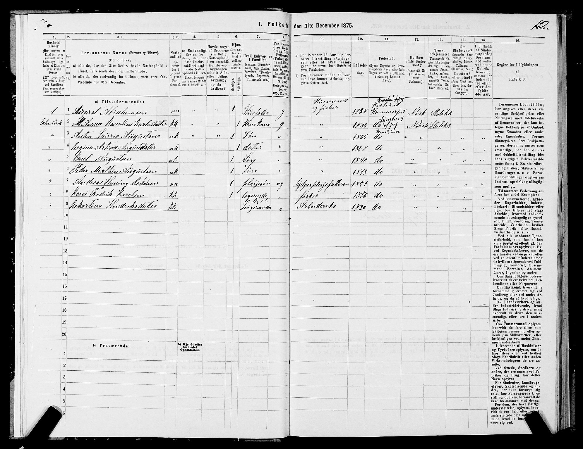 SATØ, 1875 census for 2016L Hammerfest/Hammerfest og Kvalsund, 1875, p. 2012