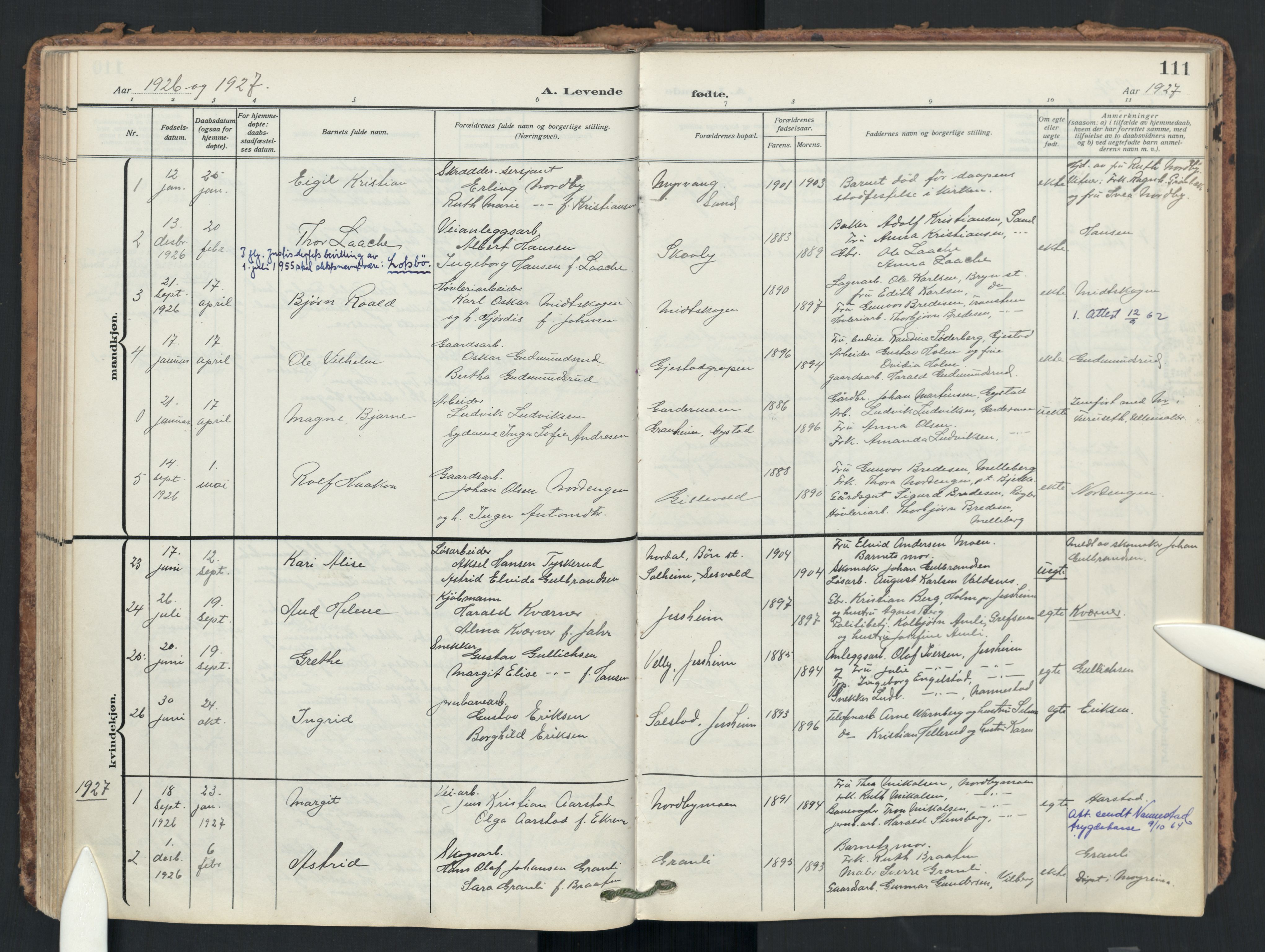 Ullensaker prestekontor Kirkebøker, AV/SAO-A-10236a/F/Fb/L0003: Parish register (official) no. II 3, 1910-1928, p. 111