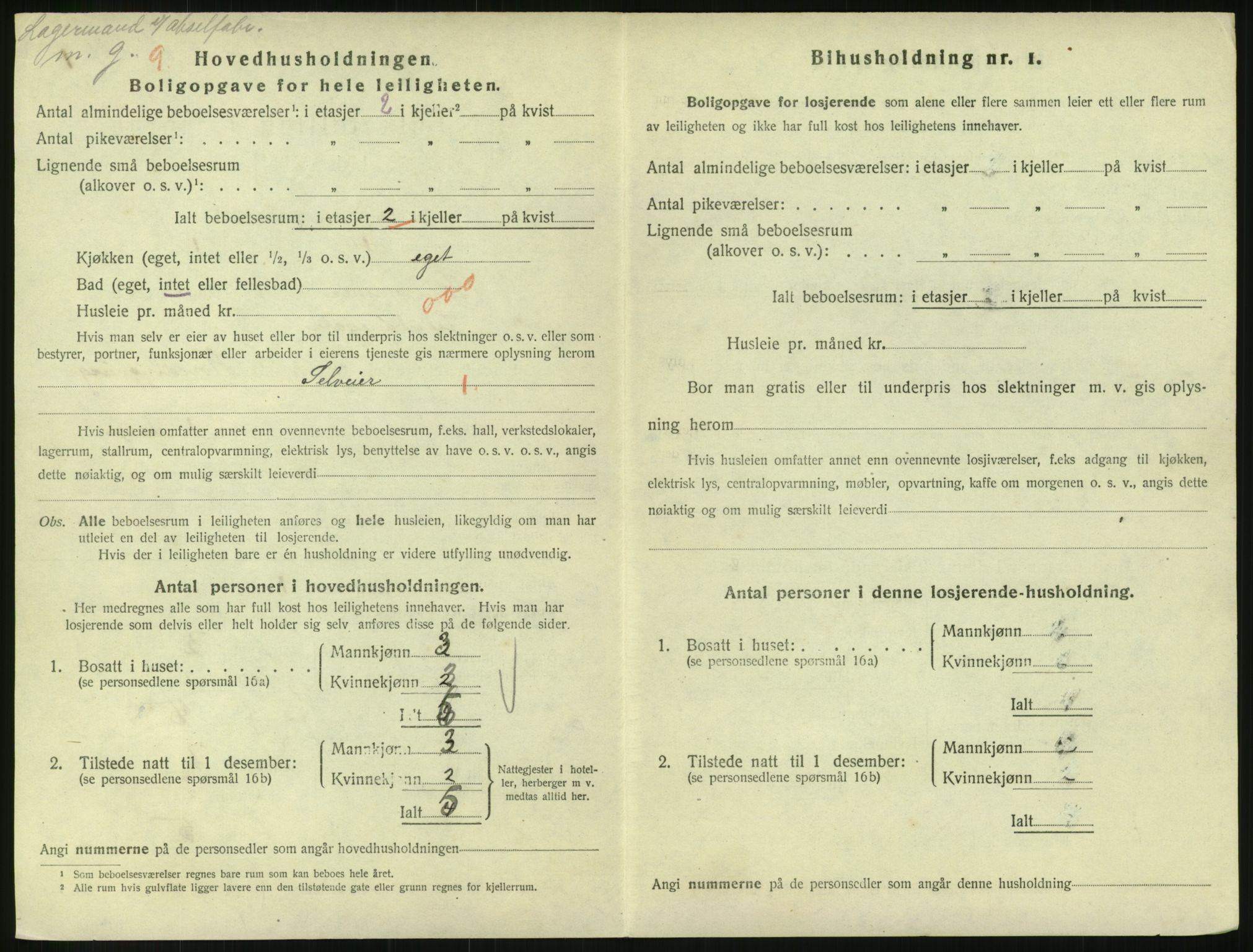 SAH, 1920 census for Lillehammer, 1920, p. 1863