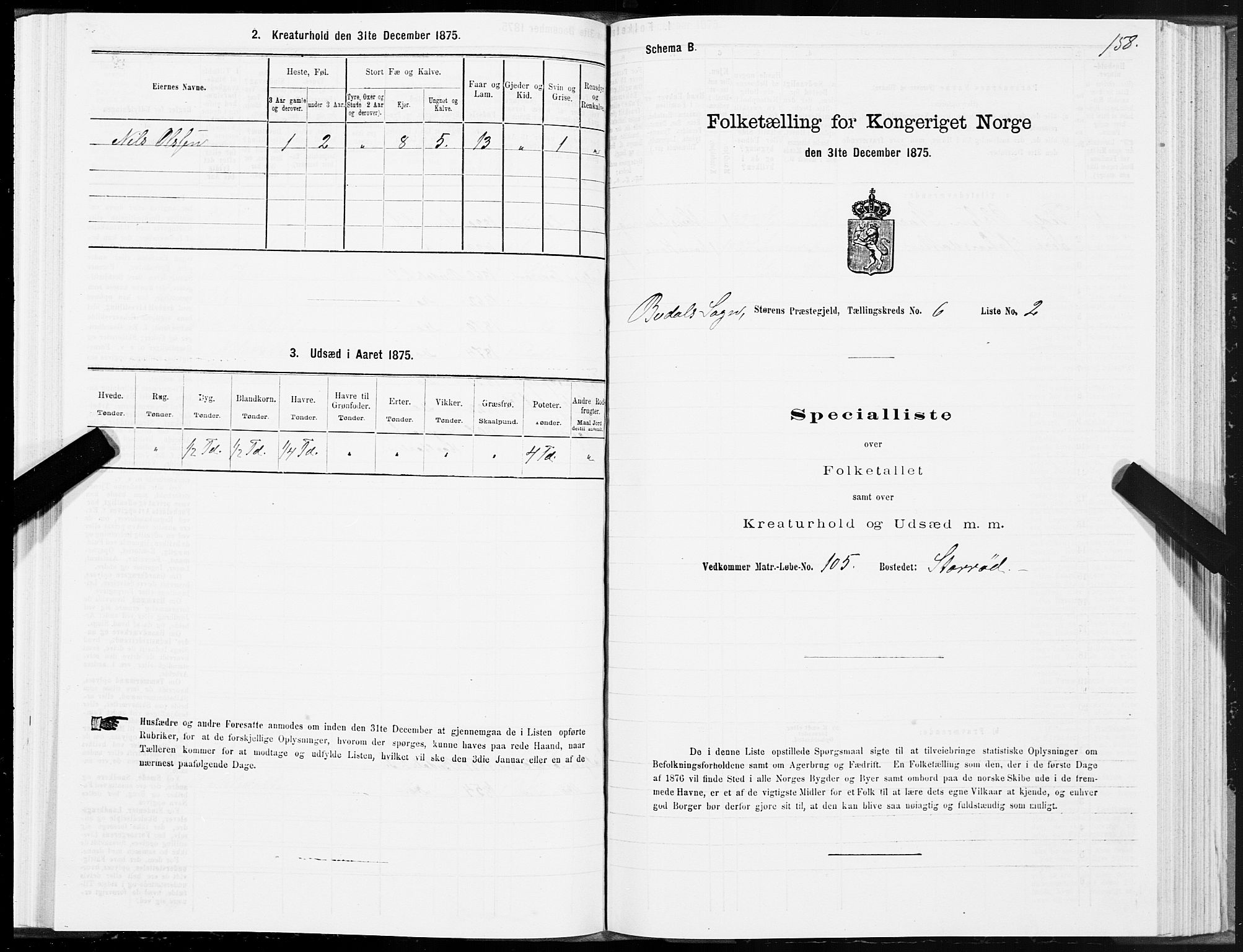 SAT, 1875 census for 1648P Støren, 1875, p. 3158