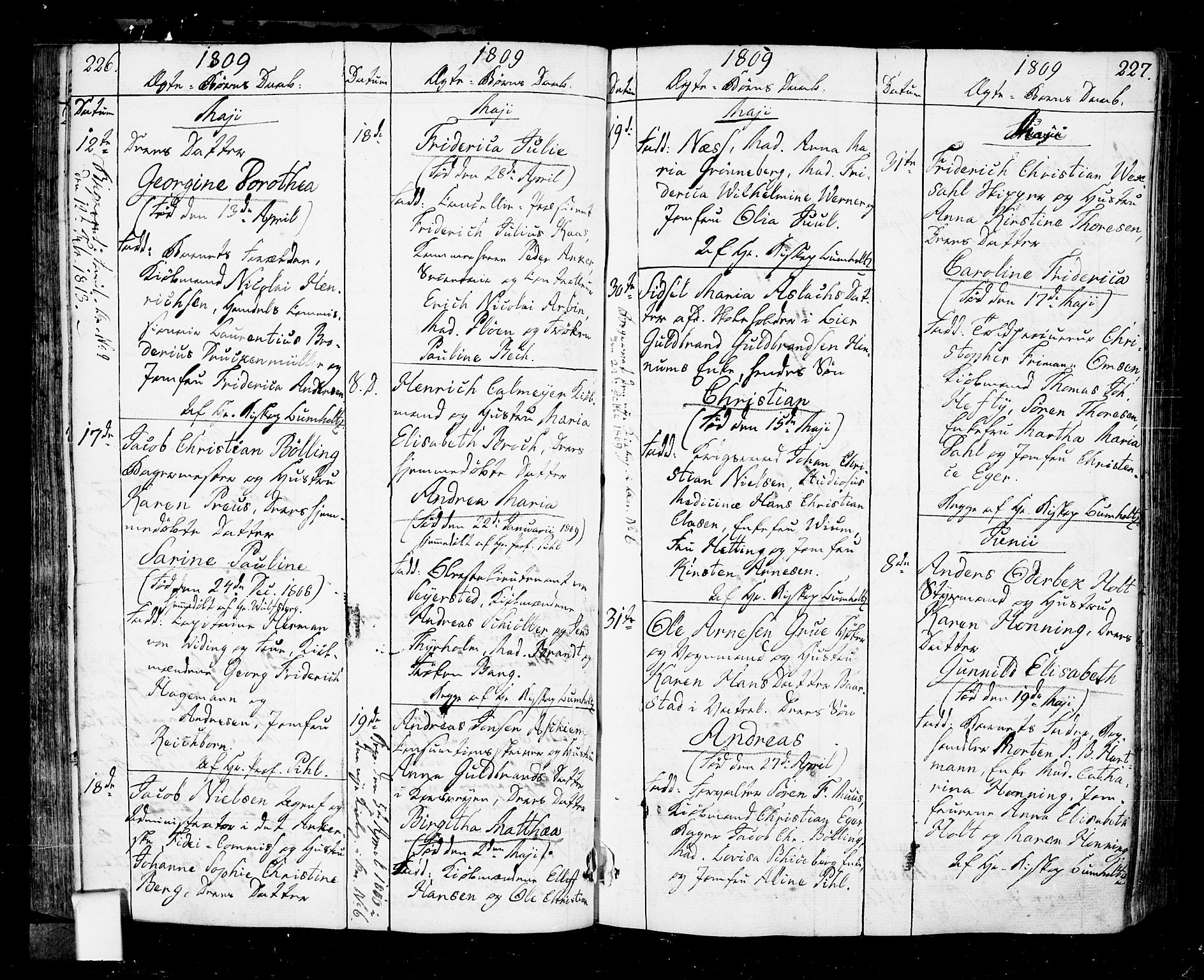 Oslo domkirke Kirkebøker, SAO/A-10752/F/Fa/L0006: Parish register (official) no. 6, 1807-1817, p. 226-227