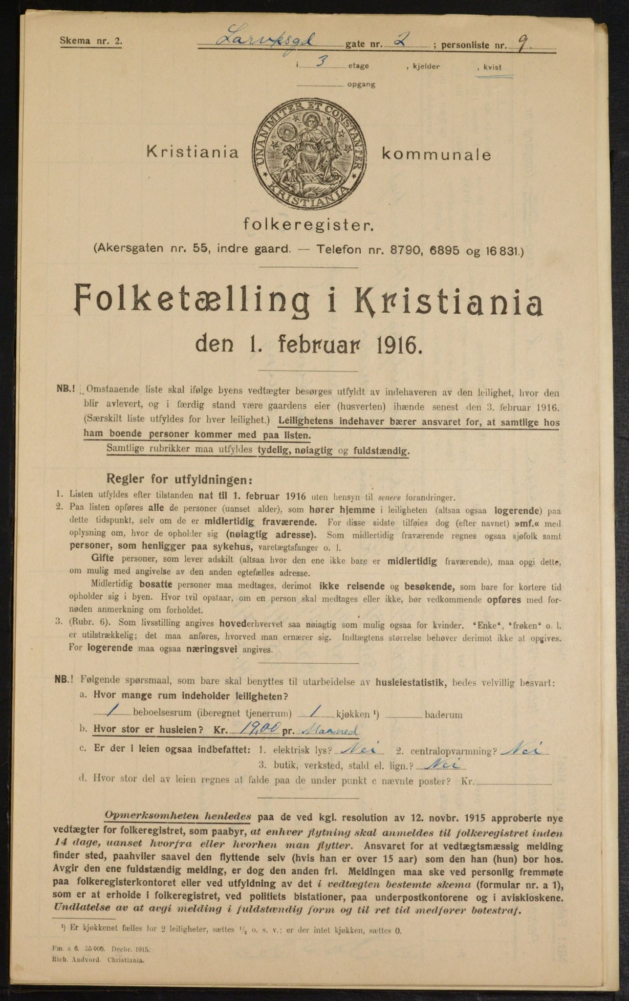 OBA, Municipal Census 1916 for Kristiania, 1916, p. 58403