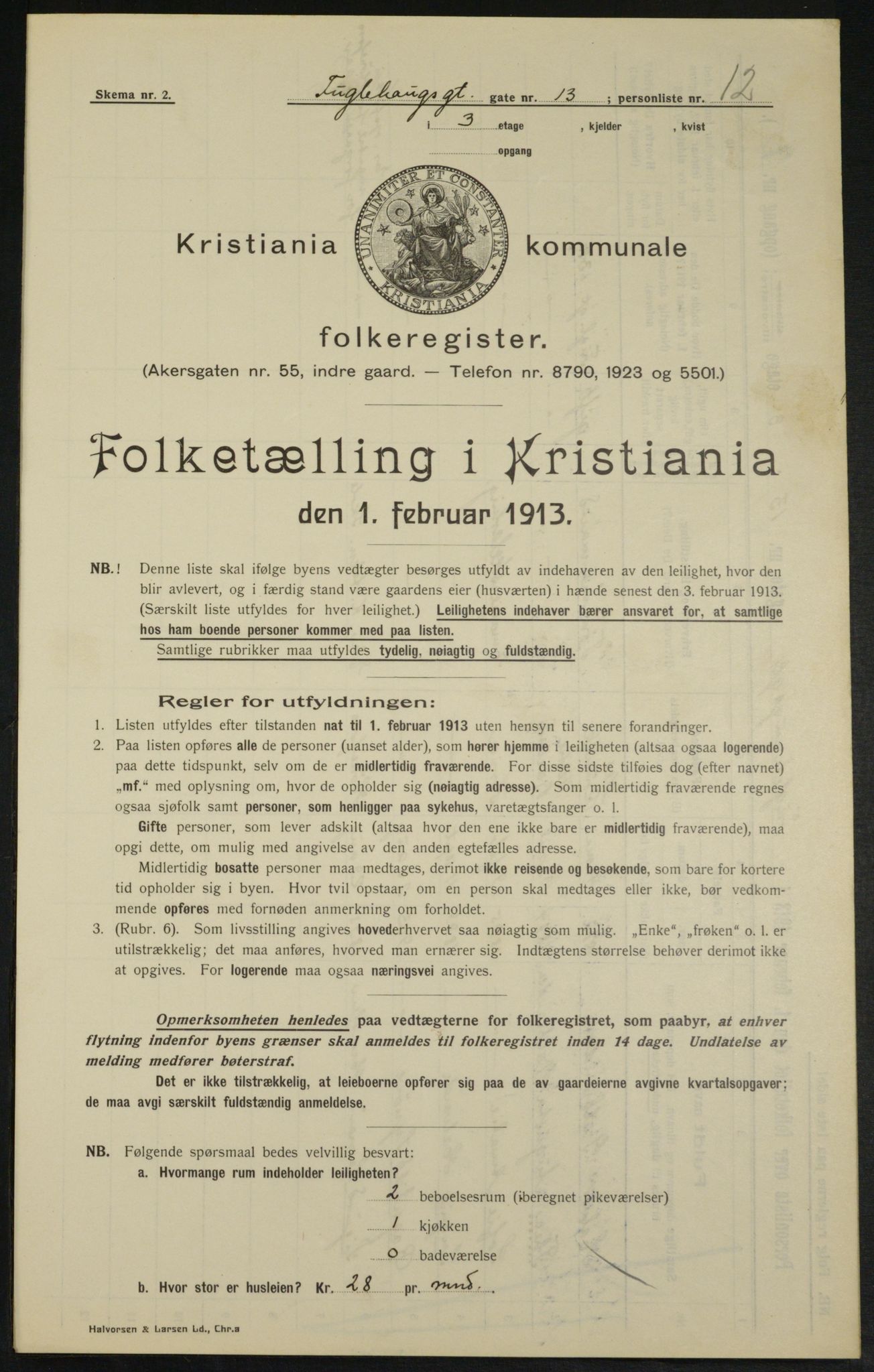 OBA, Municipal Census 1913 for Kristiania, 1913, p. 28600