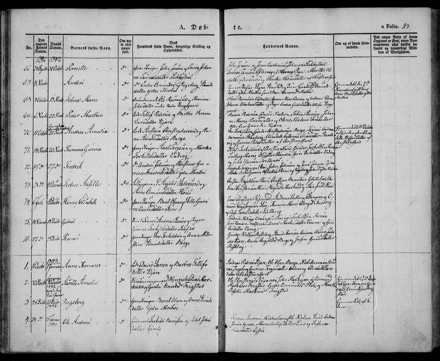 Oddernes sokneprestkontor, SAK/1111-0033/F/Fa/Faa/L0006: Parish register (official) no. A 6, 1838-1851, p. 23