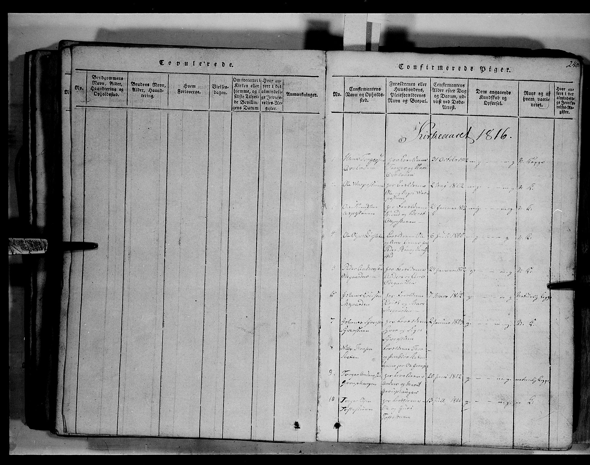 Fron prestekontor, SAH/PREST-078/H/Ha/Hab/L0003: Parish register (copy) no. 3, 1816-1850, p. 240