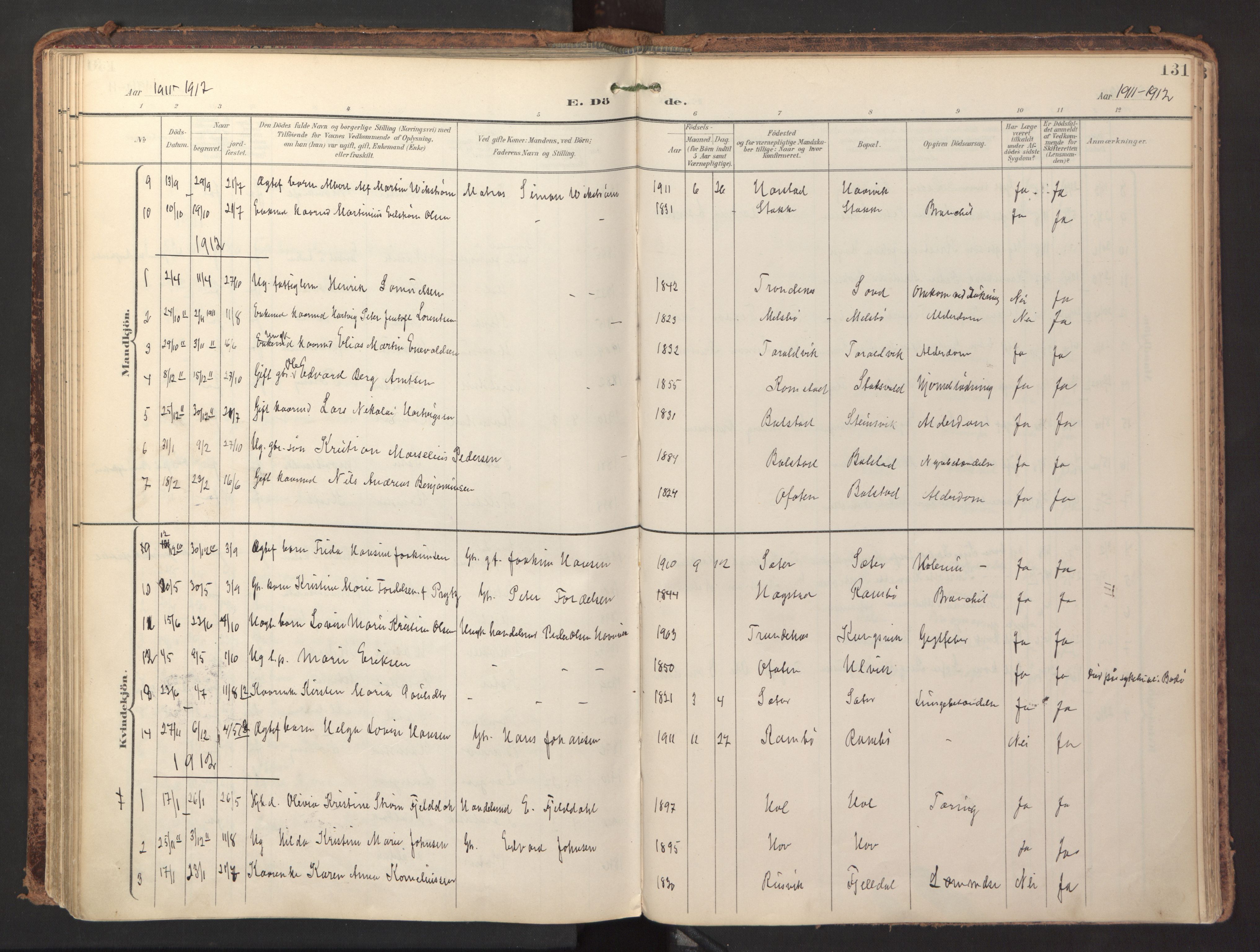 Ministerialprotokoller, klokkerbøker og fødselsregistre - Nordland, AV/SAT-A-1459/865/L0926: Parish register (official) no. 865A04, 1897-1912, p. 131