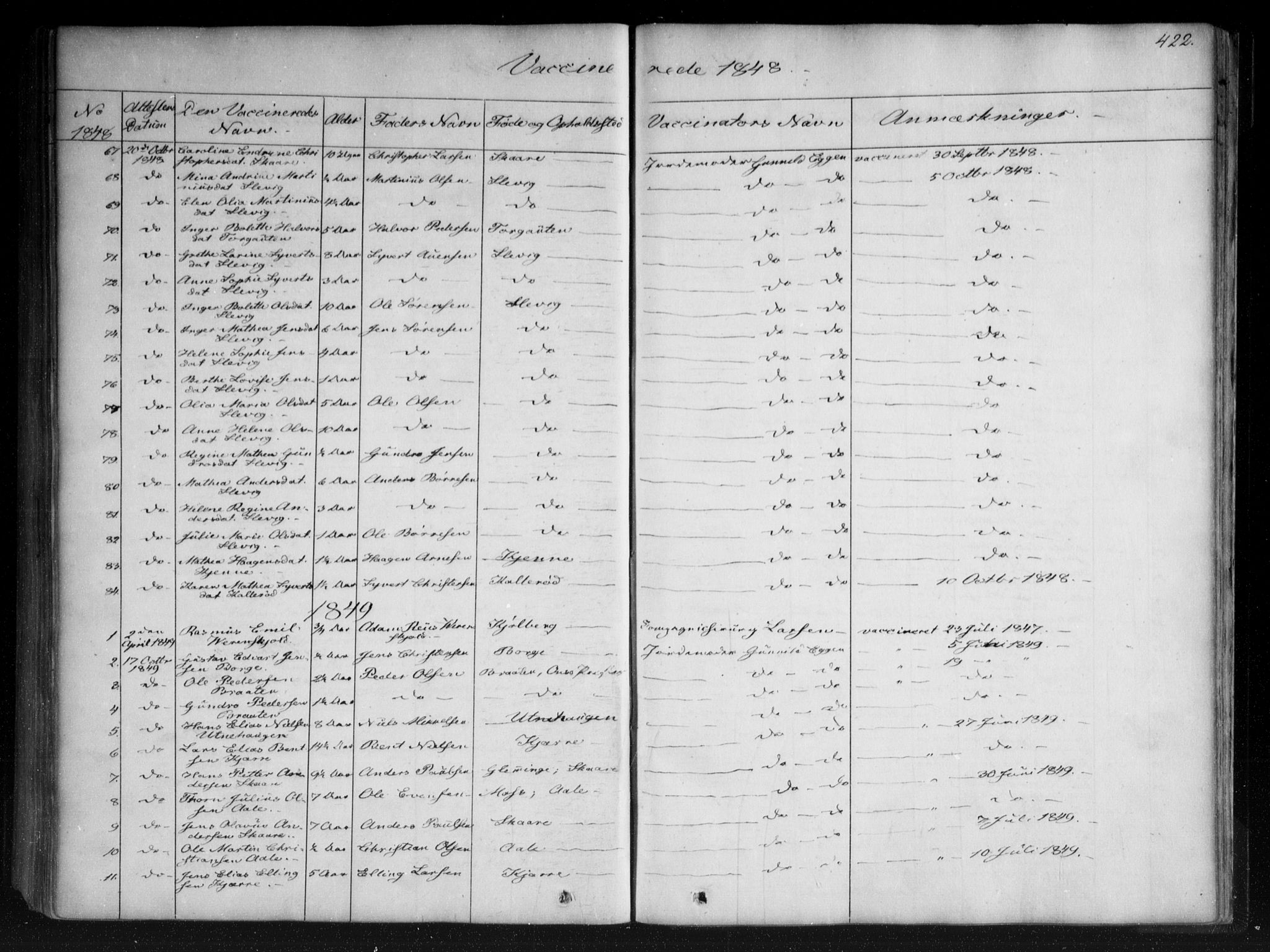 Onsøy prestekontor Kirkebøker, SAO/A-10914/F/Fa/L0003: Parish register (official) no. I 3, 1841-1860, p. 422