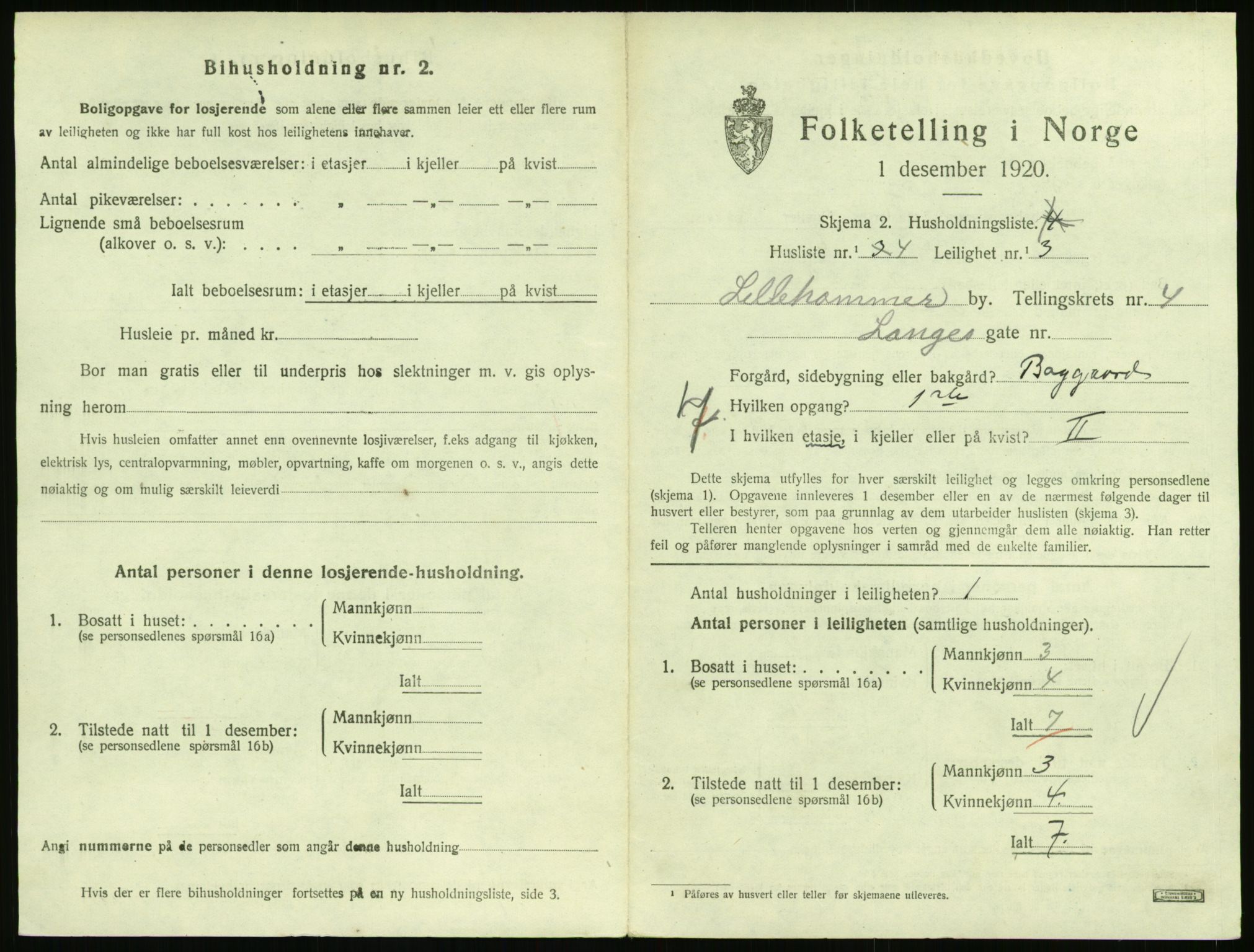 SAH, 1920 census for Lillehammer, 1920, p. 1940