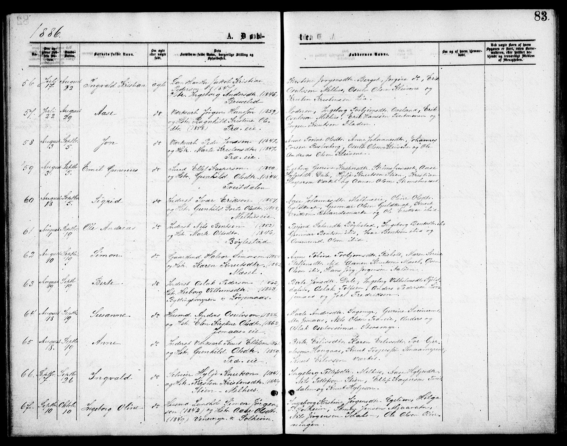 Froland sokneprestkontor, AV/SAK-1111-0013/F/Fb/L0009: Parish register (copy) no. B 9, 1875-1893, p. 83