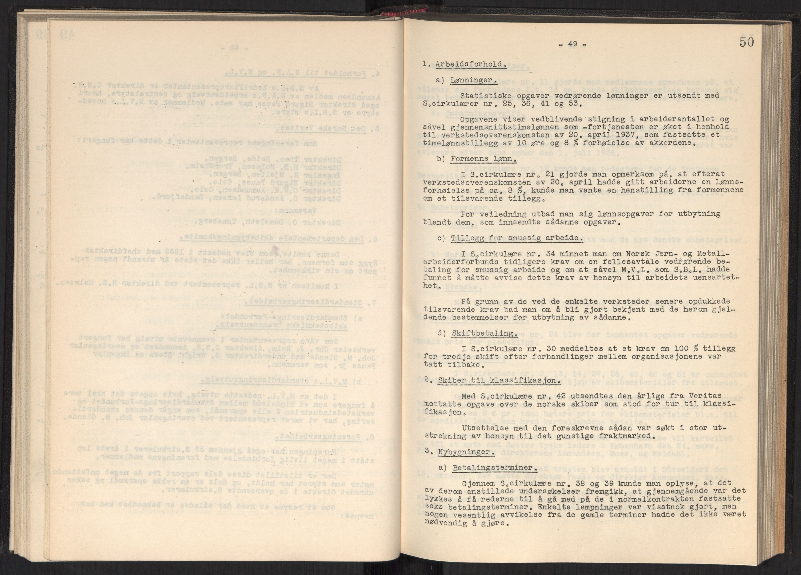 Teknologibedriftenes Landsforening TBL, RA/PA-1700/A/Ad/L0006: Årsberetning med register, 1937-1943, p. 50