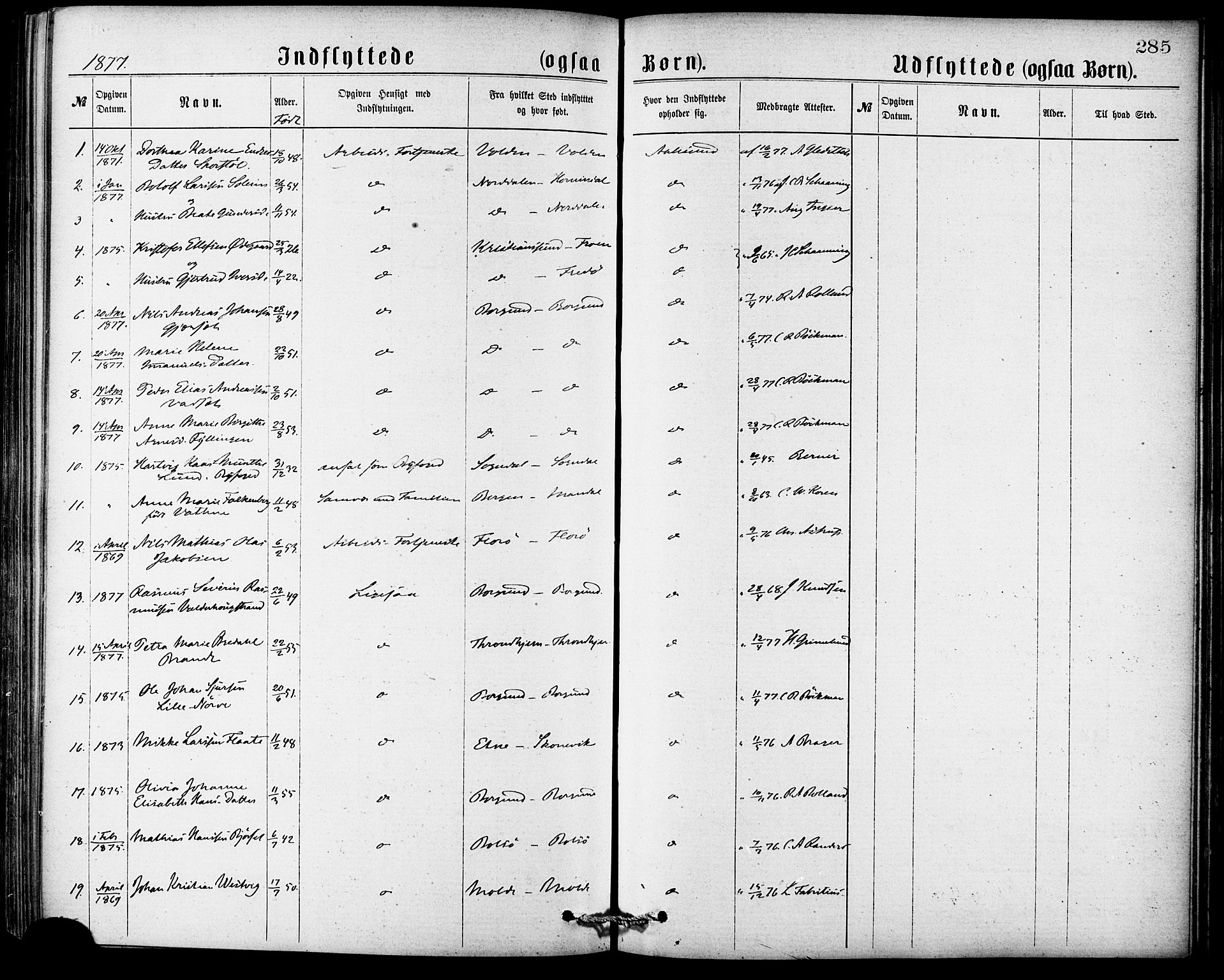 Ministerialprotokoller, klokkerbøker og fødselsregistre - Møre og Romsdal, AV/SAT-A-1454/529/L0453: Parish register (official) no. 529A03, 1872-1877, p. 285