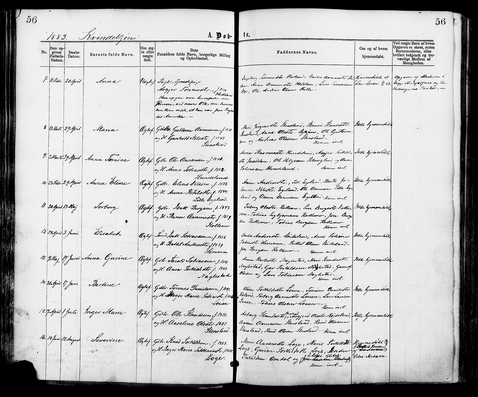 Hægebostad sokneprestkontor, AV/SAK-1111-0024/F/Fa/Faa/L0005: Parish register (official) no. A 5, 1864-1886, p. 56