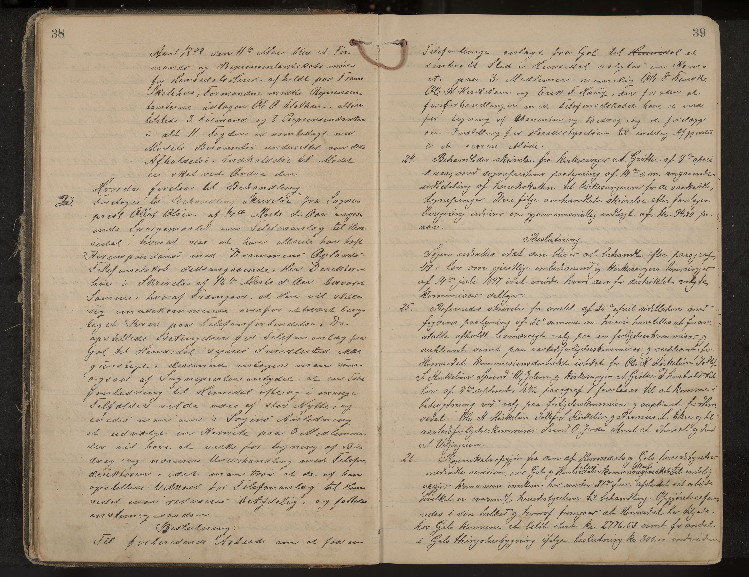 Hemsedal formannskap og sentaladministrasjon, IKAK/0618021/A/Aa/L0001: Møtebok, 1897-1911, p. 38-39