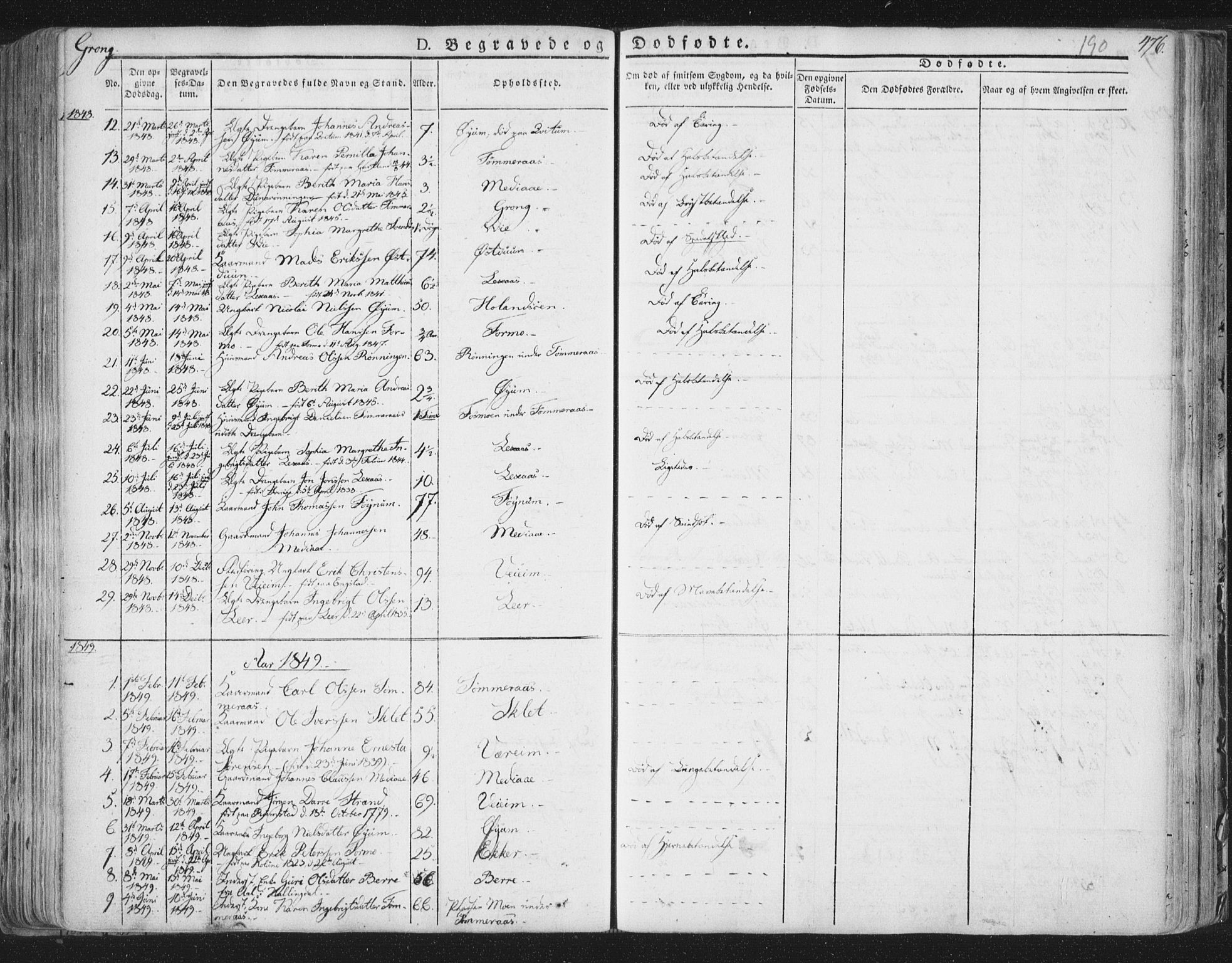 Ministerialprotokoller, klokkerbøker og fødselsregistre - Nord-Trøndelag, SAT/A-1458/758/L0513: Parish register (official) no. 758A02 /1, 1839-1868, p. 190